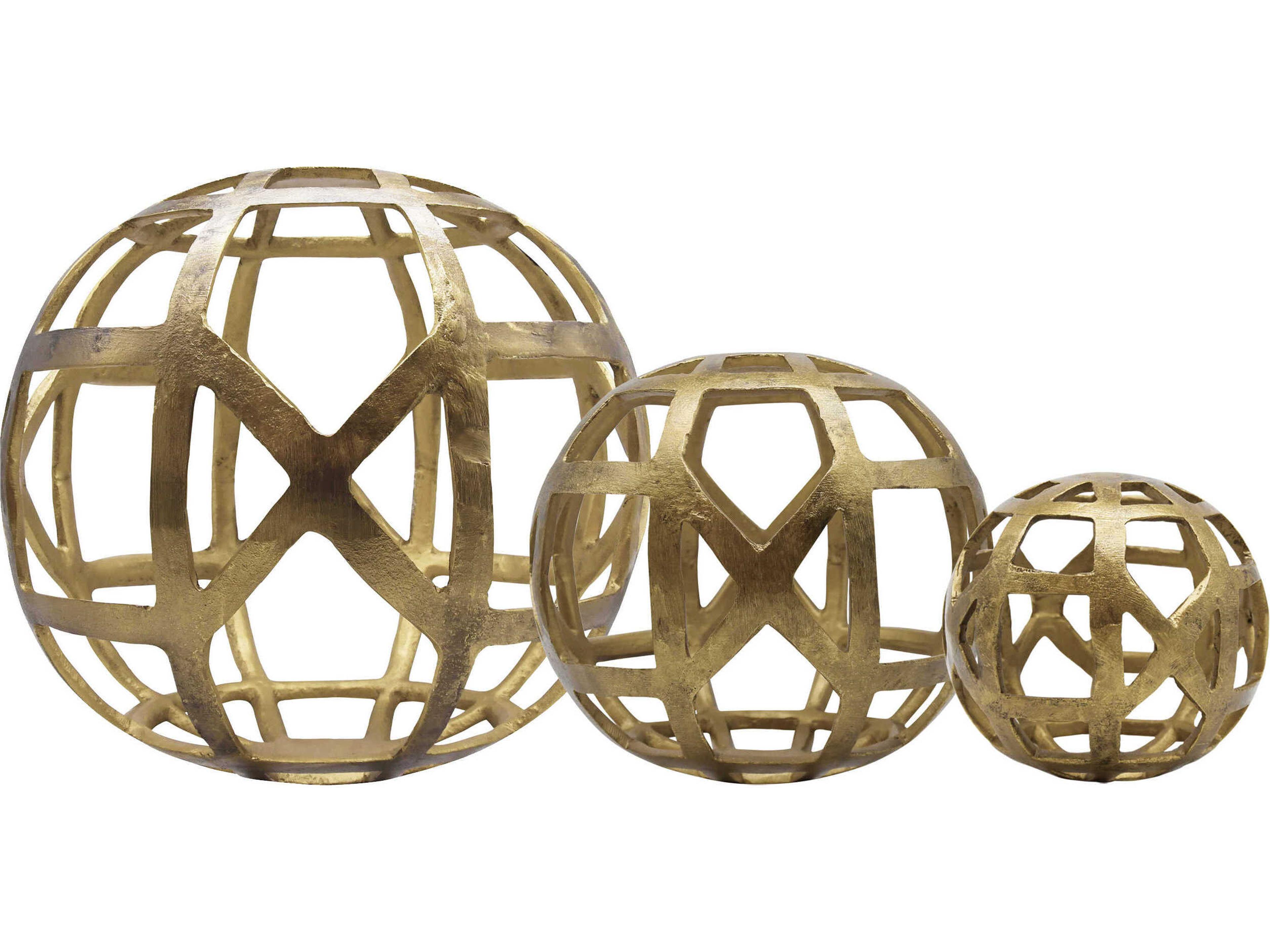 Worlds Away Textured Brass Large Round Metal Ball