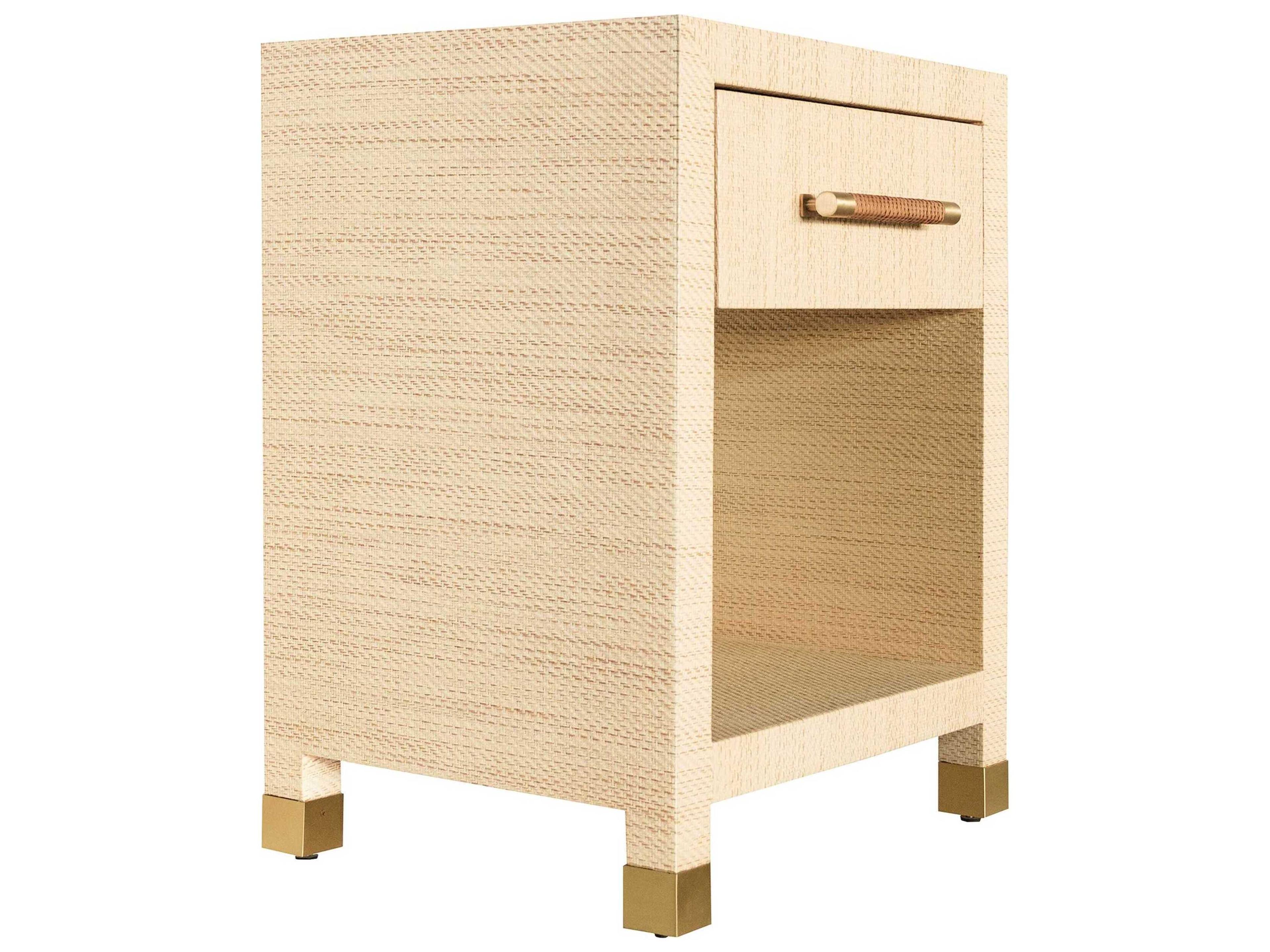 Worlds Away Rectangular Fabric Natural Grasscloth End Table