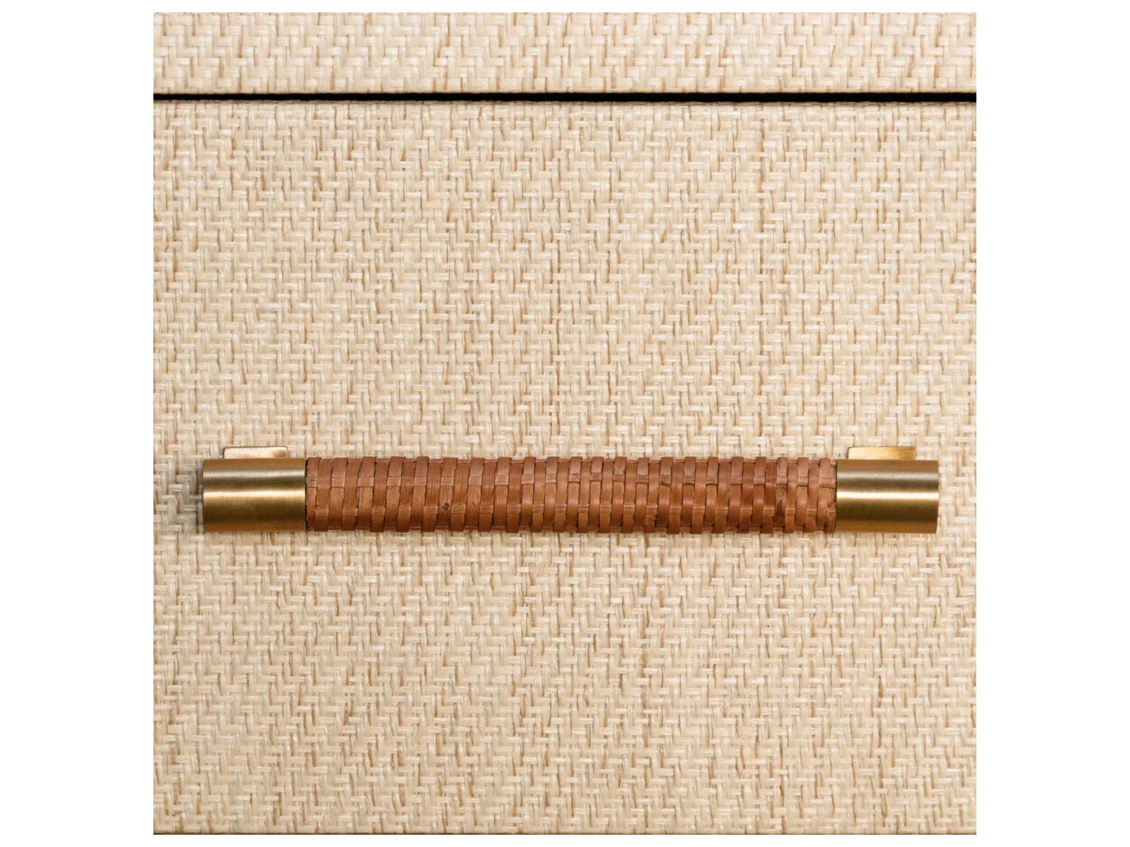 Worlds Away Rectangular Fabric Natural Grasscloth End Table