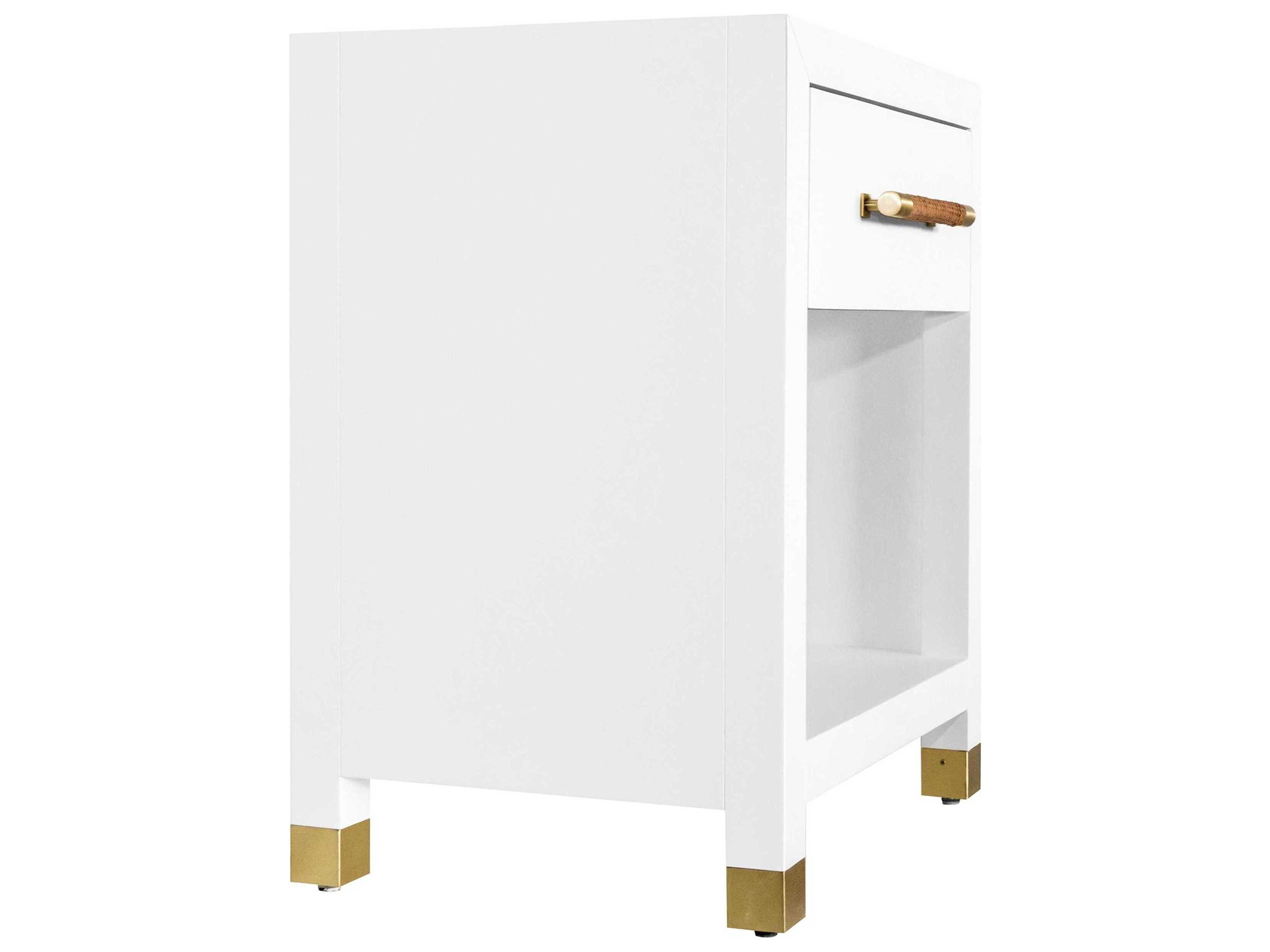 Worlds Away Rectangular Wood Matte White Lacquer End Table