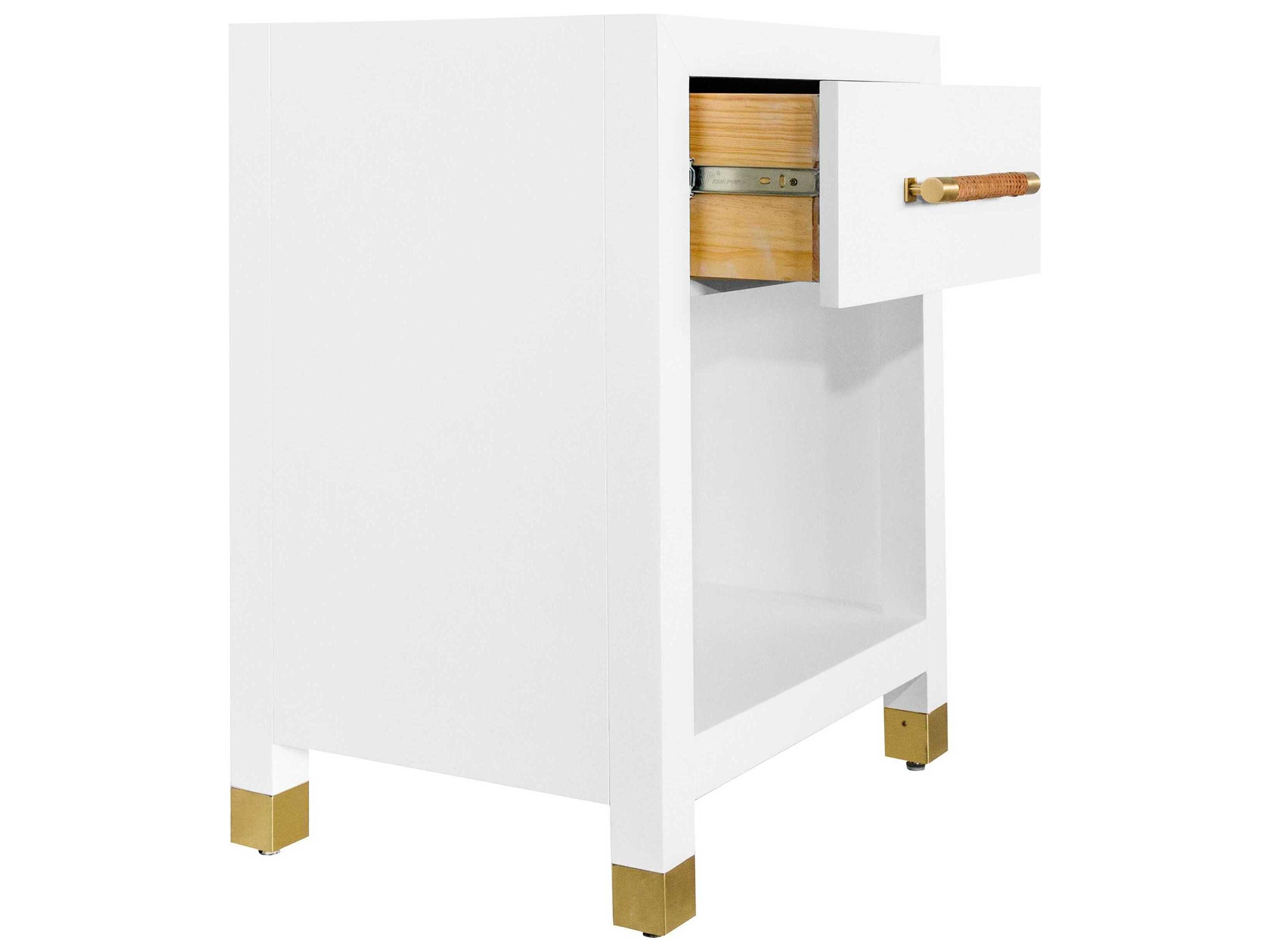 Worlds Away Rectangular Wood Matte White Lacquer End Table