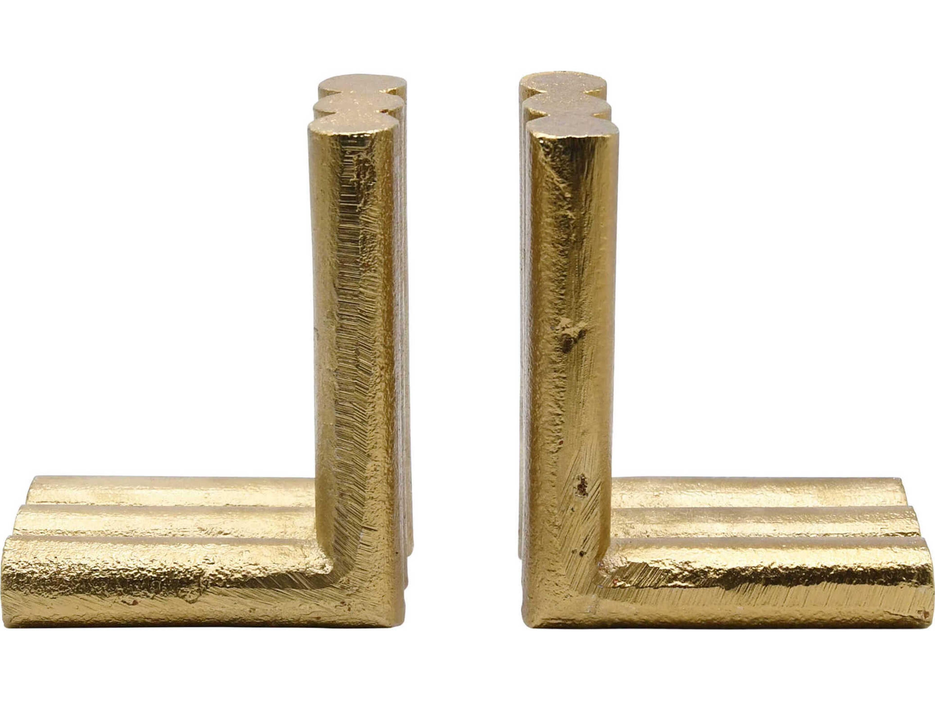 Worlds Away Textured Brass L-Shaped Metal Bookends