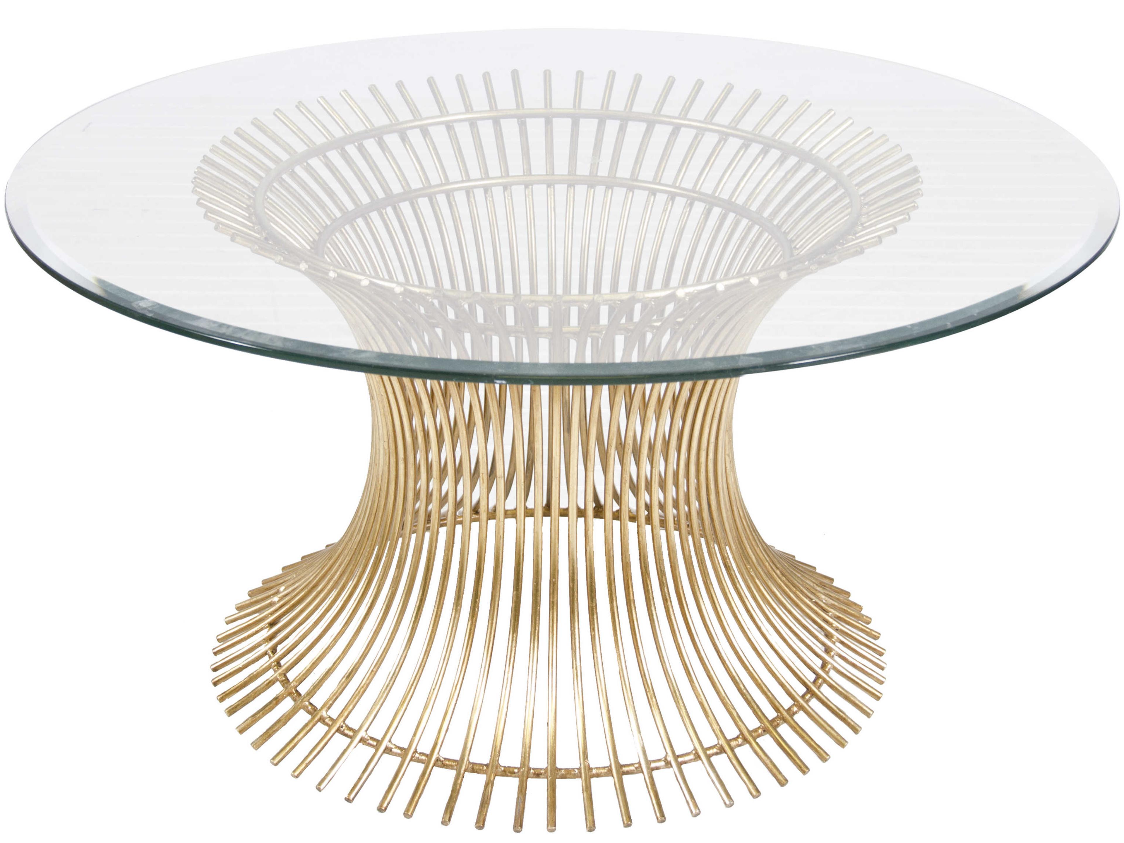 36" Round Glass Gold Leaf Coffee Table