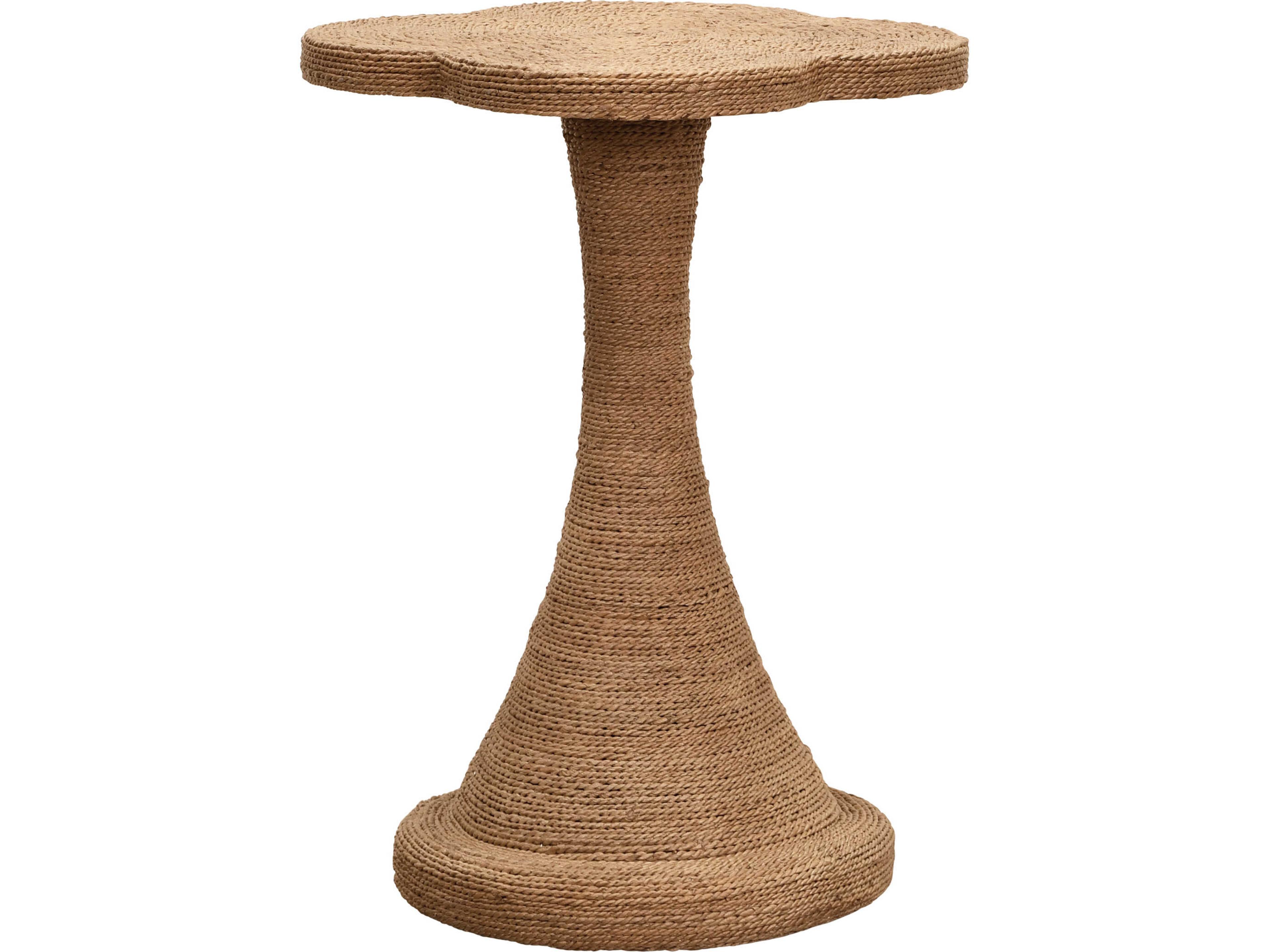 Primrose Round Rattan Brown End Table