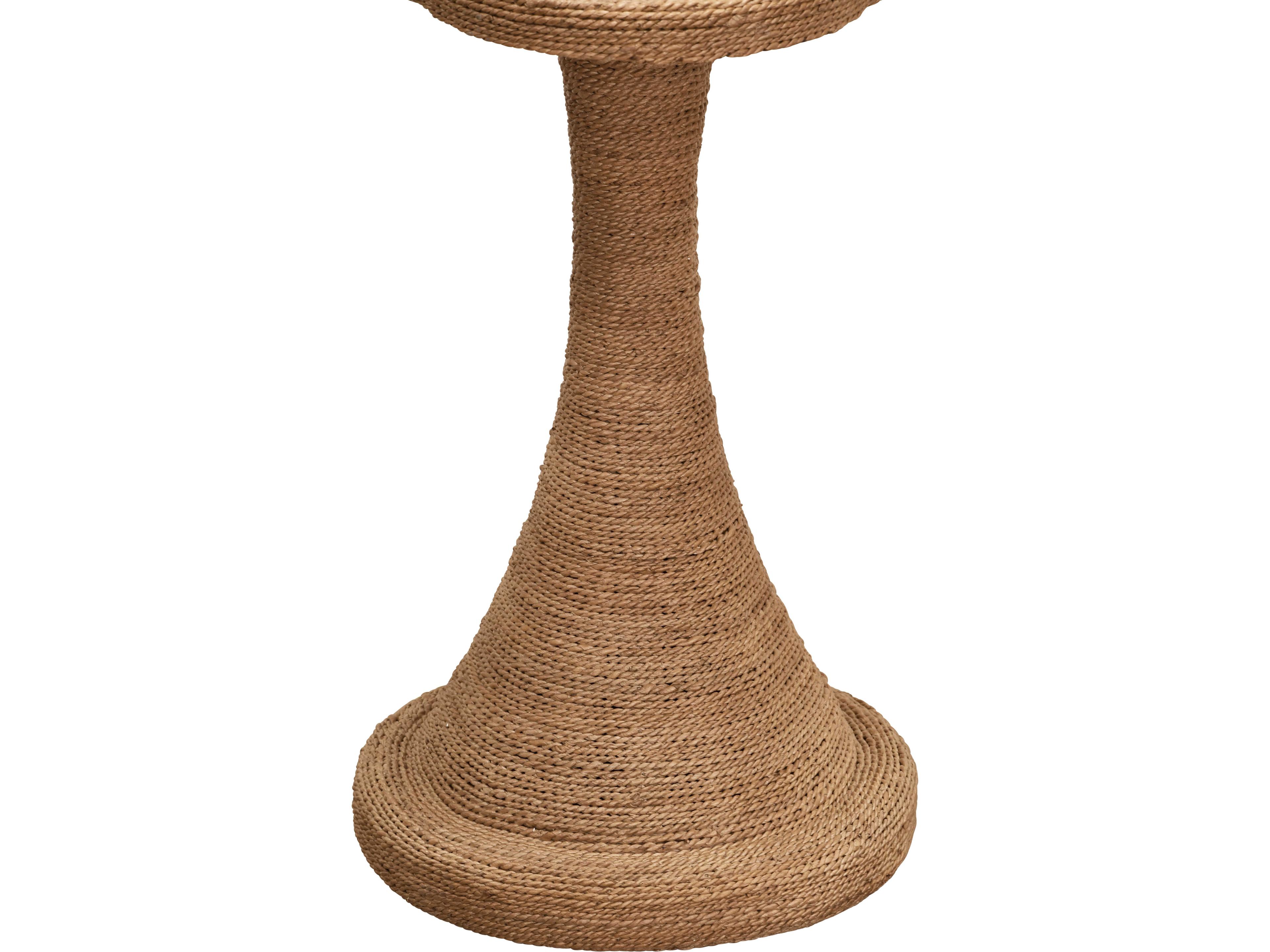 Worlds Away Primrose Round Rattan Brown End Table