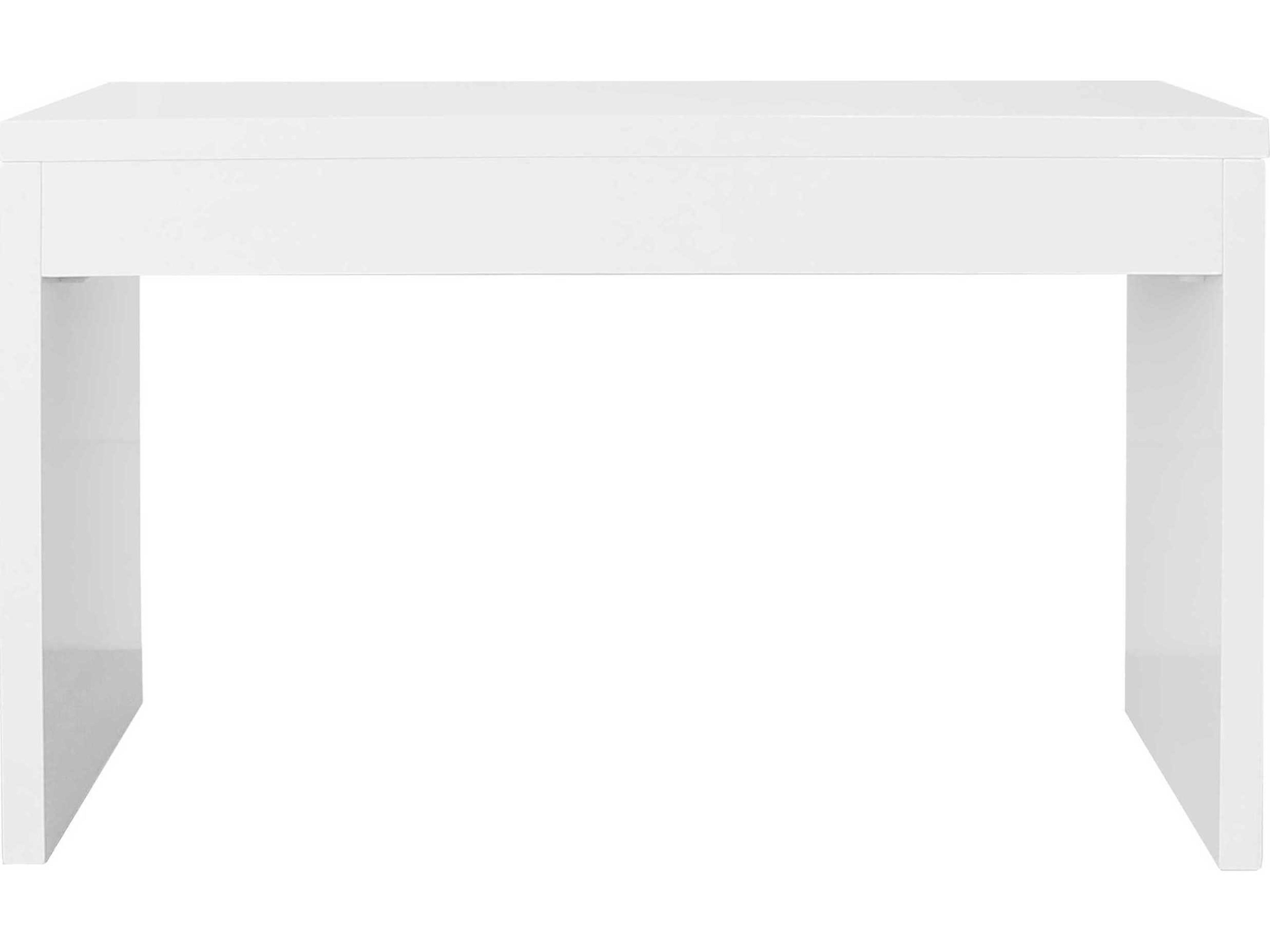 Worlds Away Glossy White Lacquer Hardwood Secretary Desk