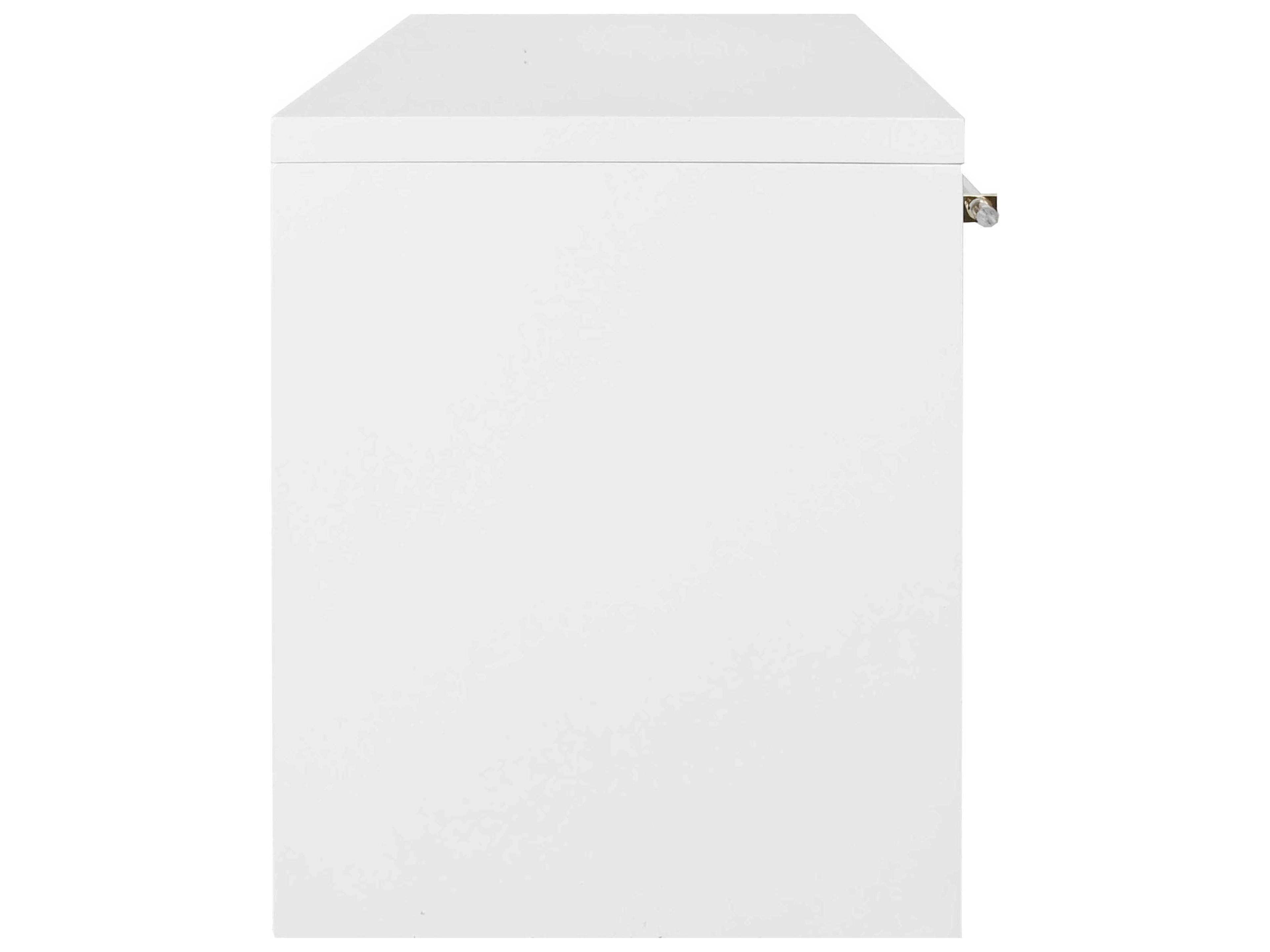 Worlds Away Glossy White Lacquer Hardwood Secretary Desk