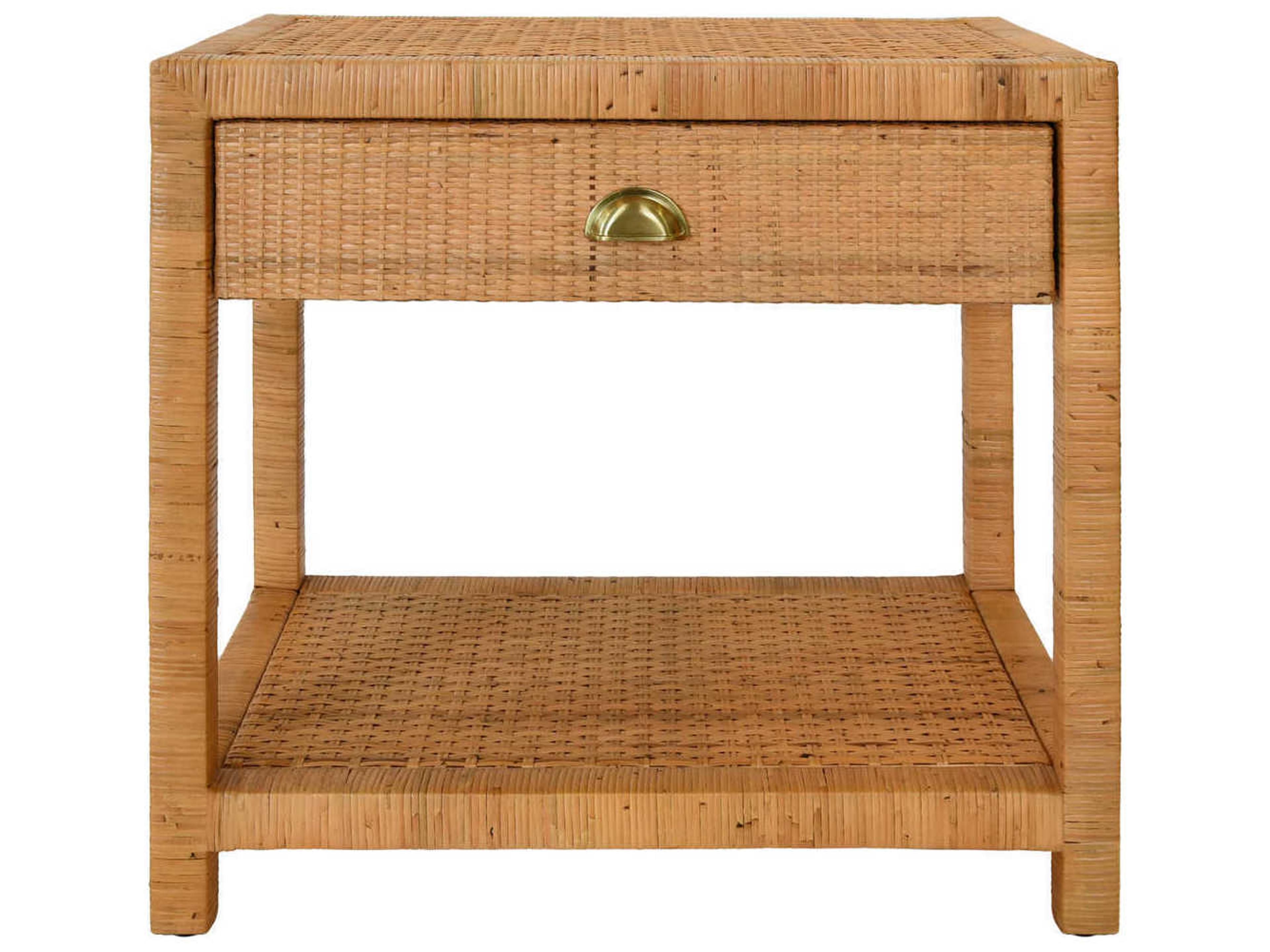 Worlds Away Rectangular Rattan End Table