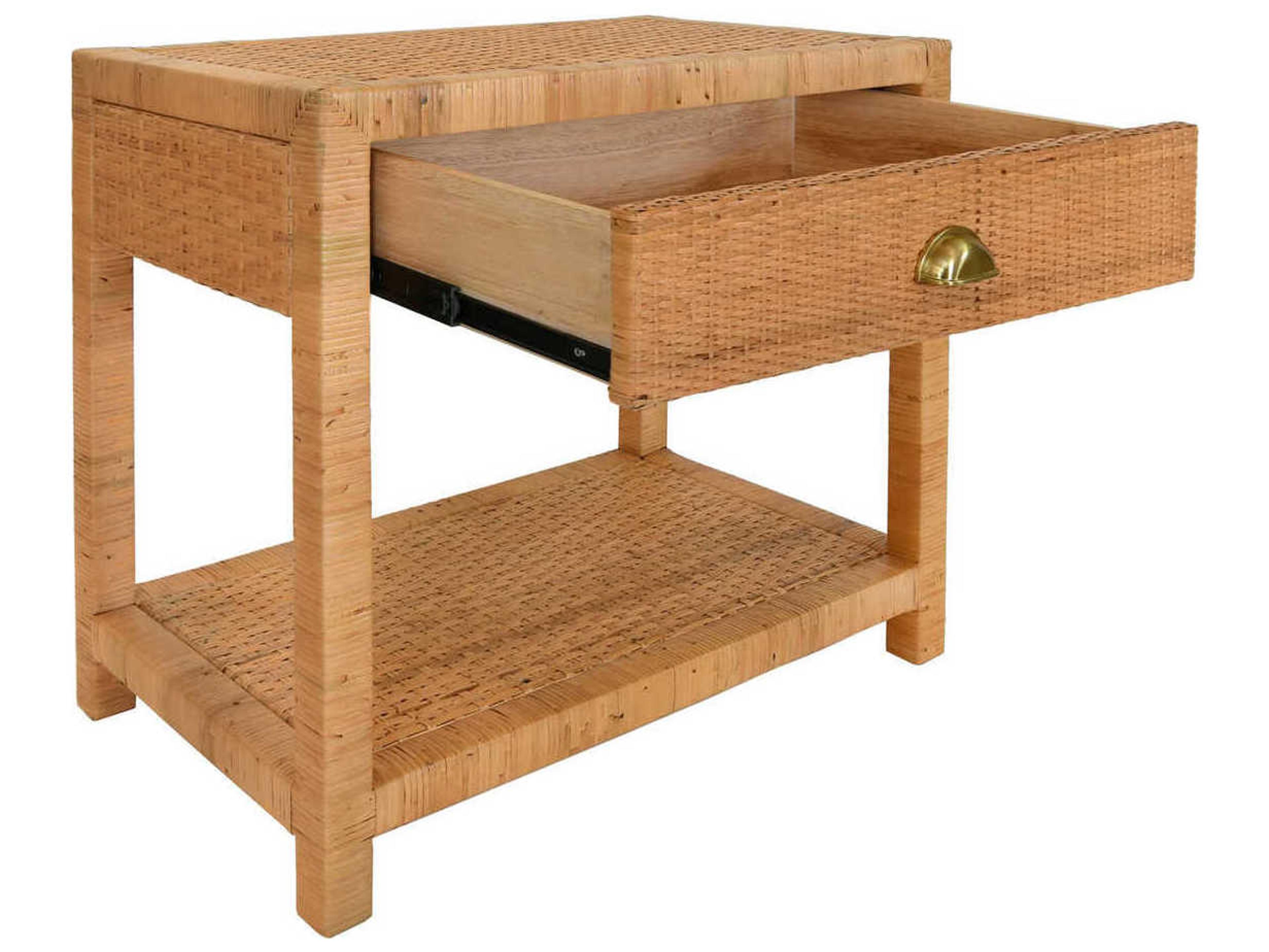 Worlds Away Rectangular Rattan End Table