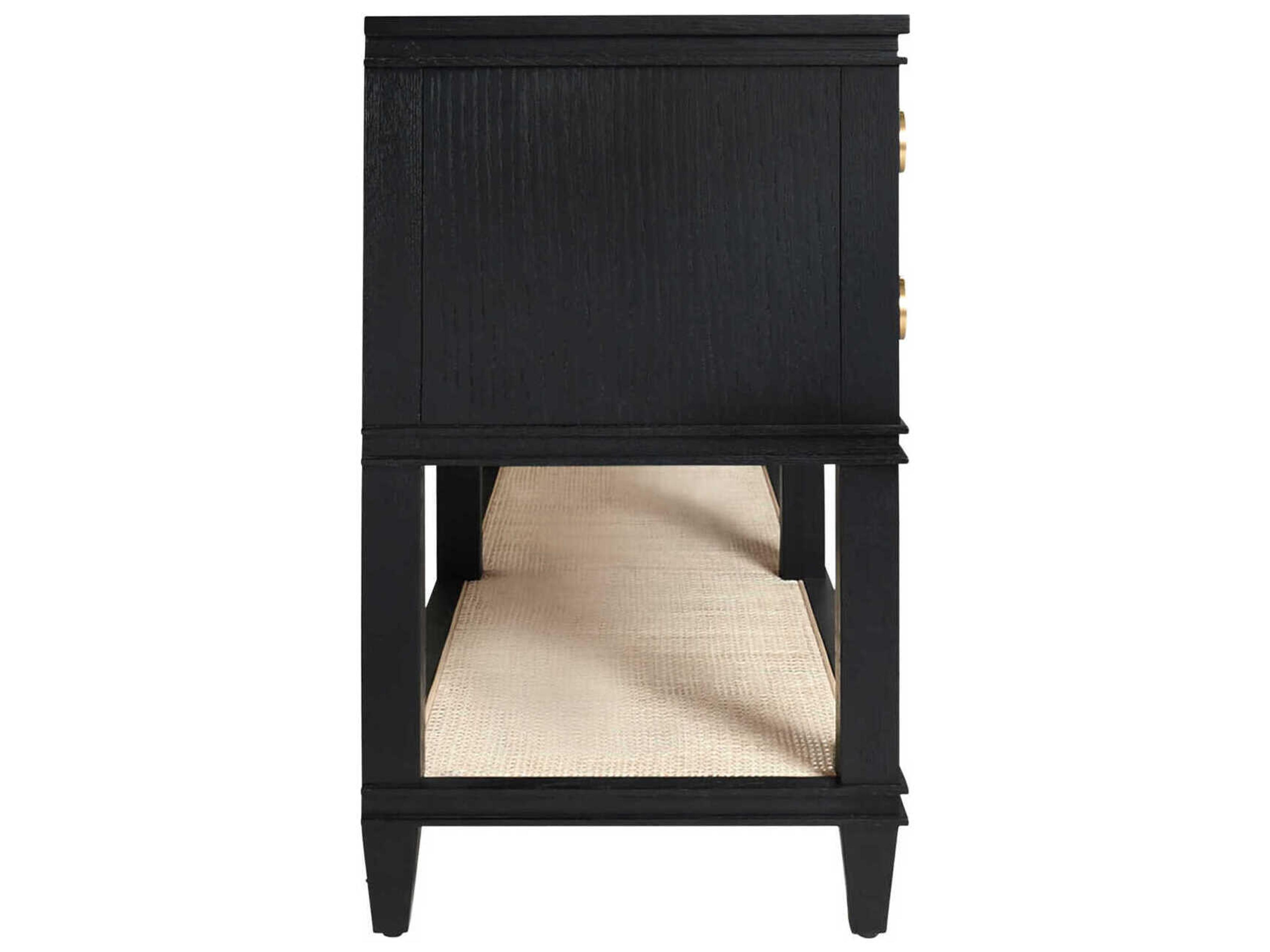 Worlds Away Rectangular Wood Black Oak Console Table