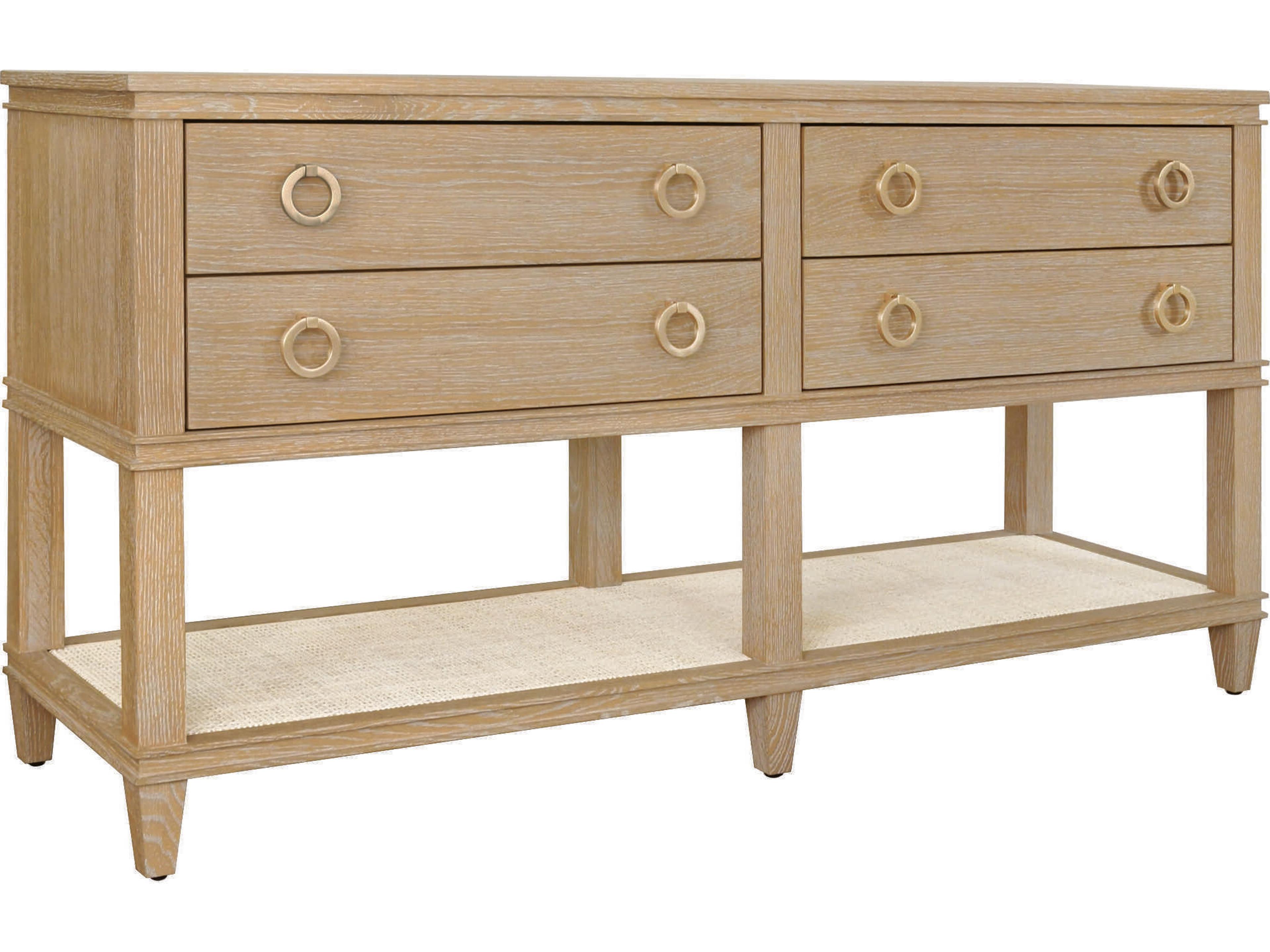 Rectangular Wood Cerused Oak Console Table