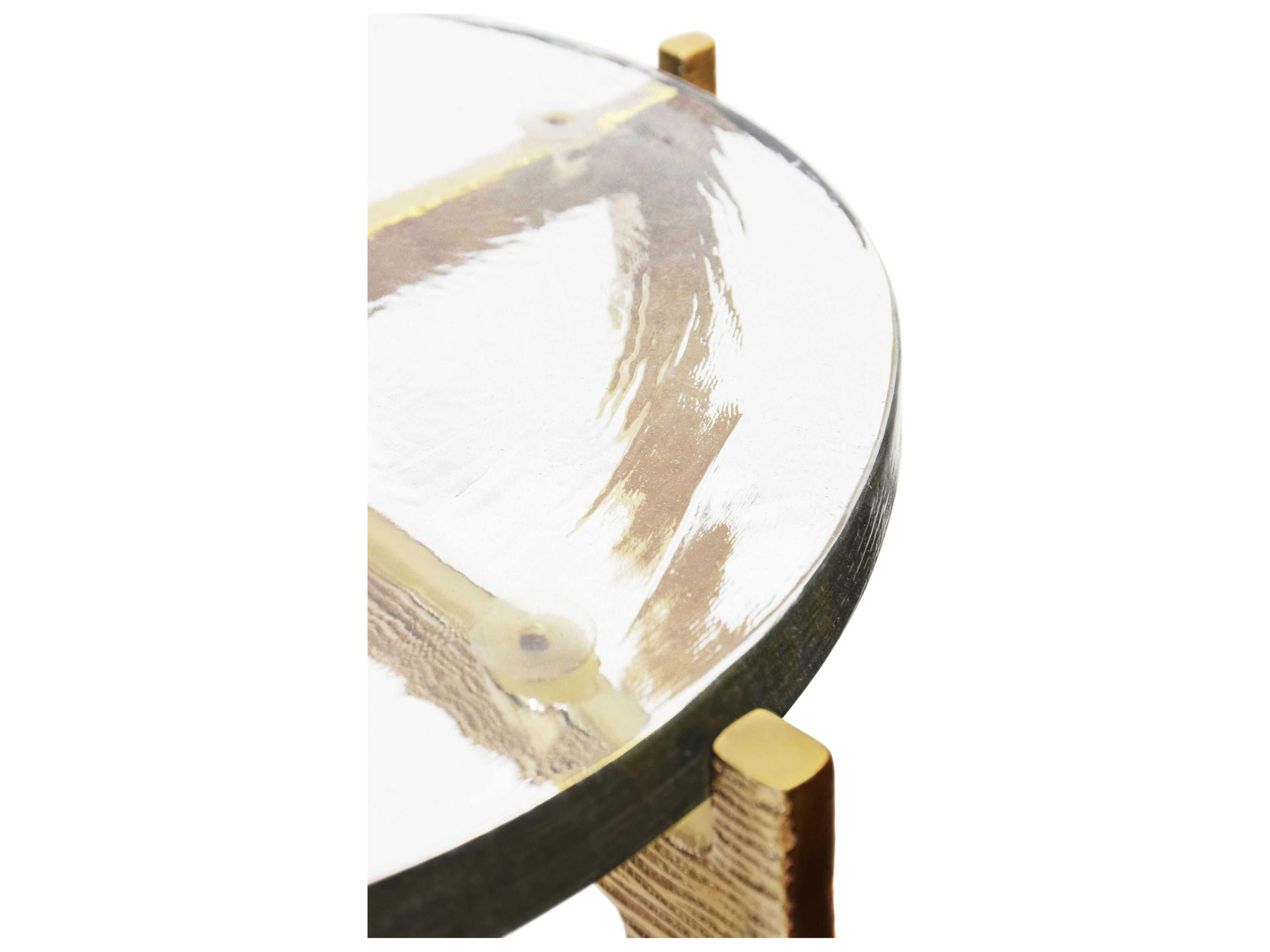 Worlds Away Round Glass End Table