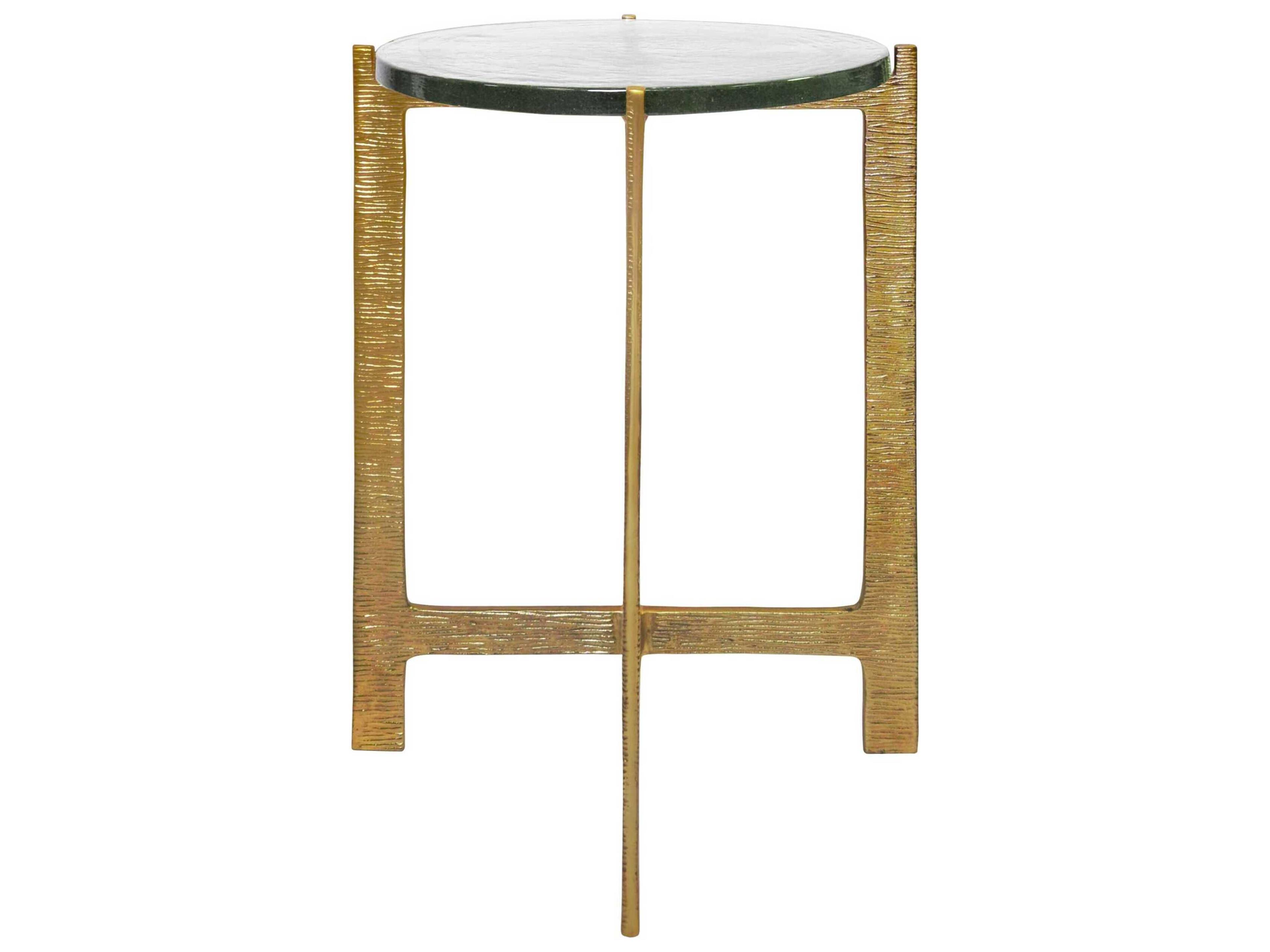 Worlds Away Round Glass End Table