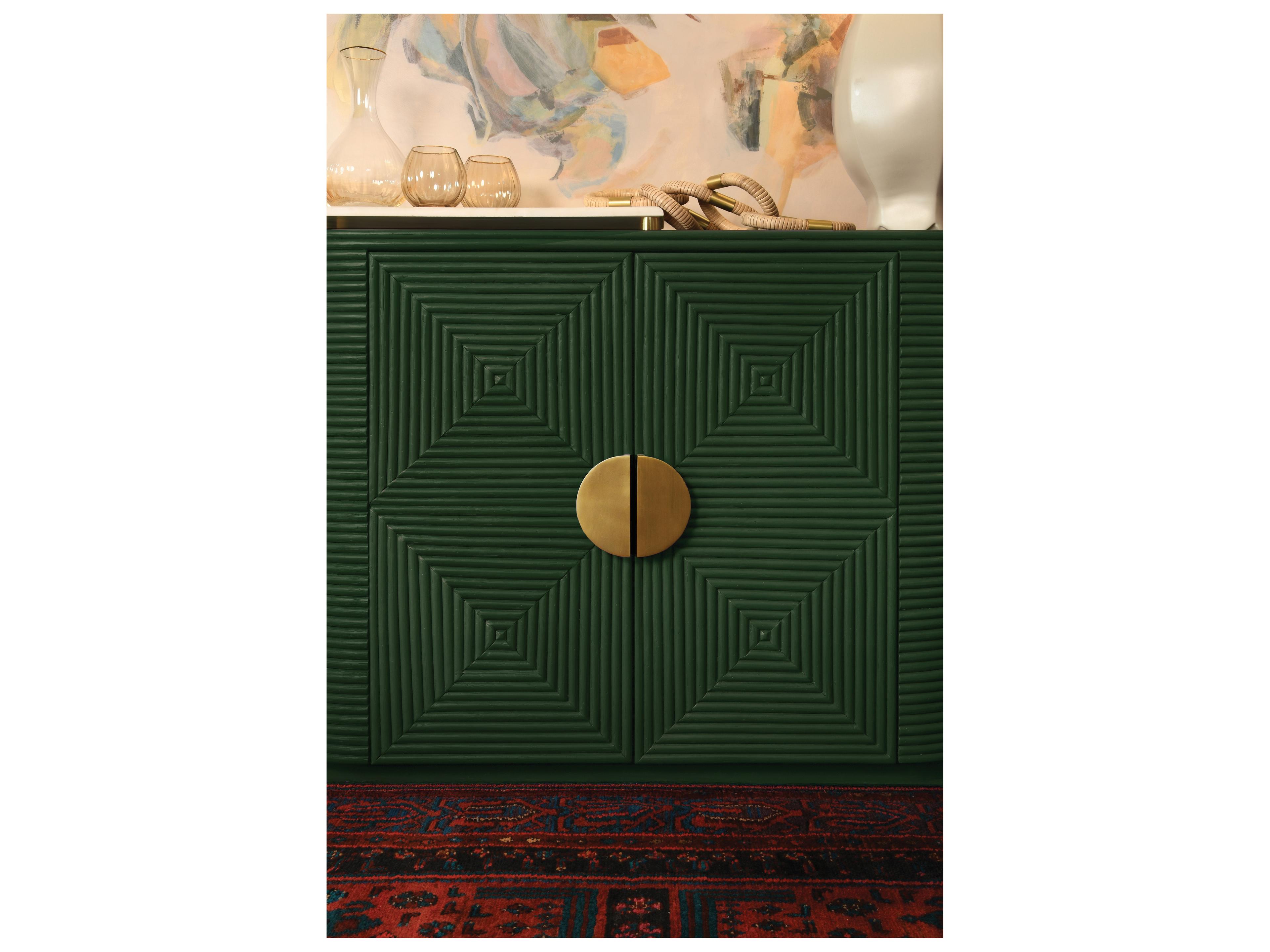 Worlds Away Green Accent Cabinet