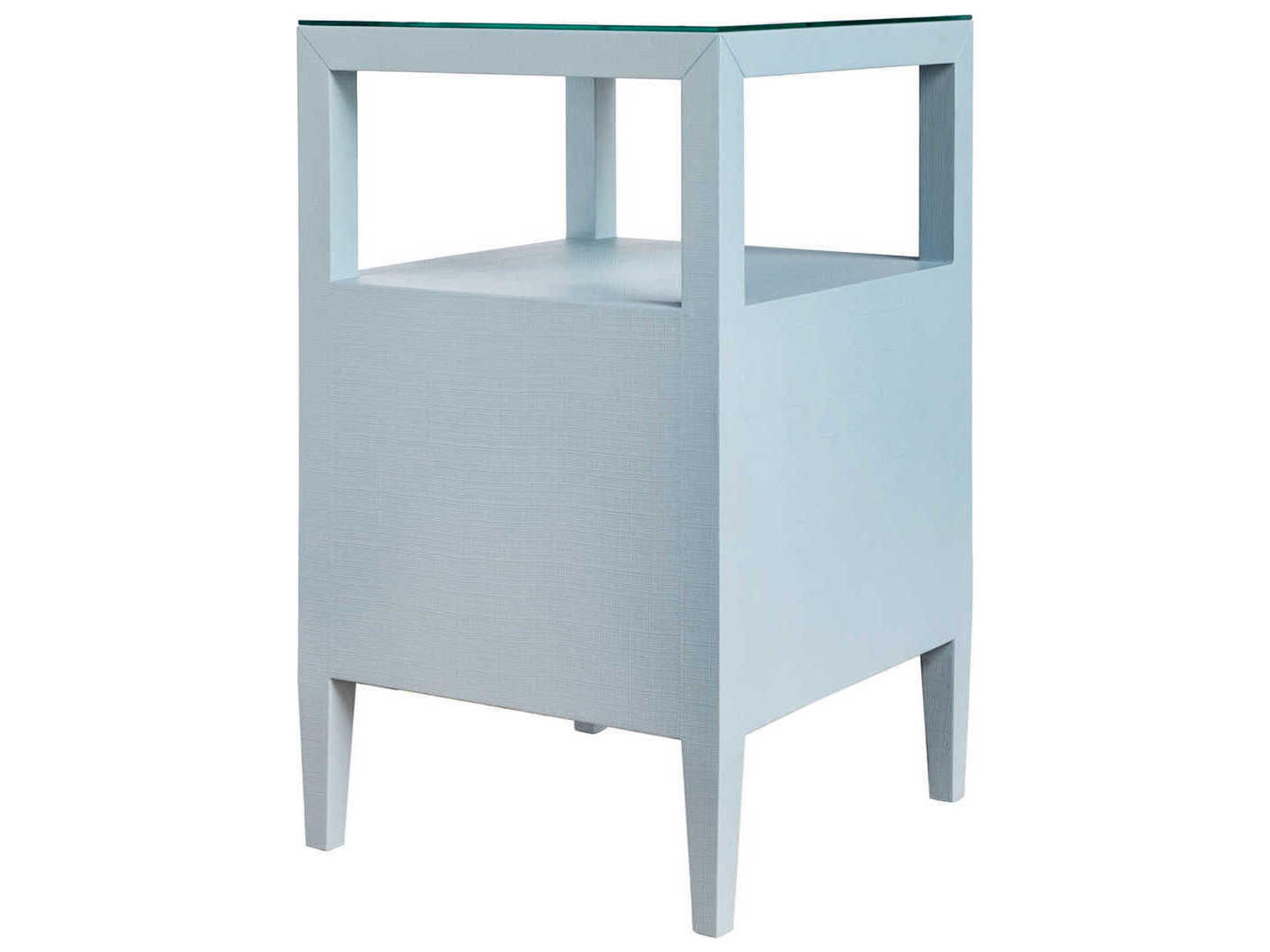 Worlds Away Square Glass Light Blue End Table