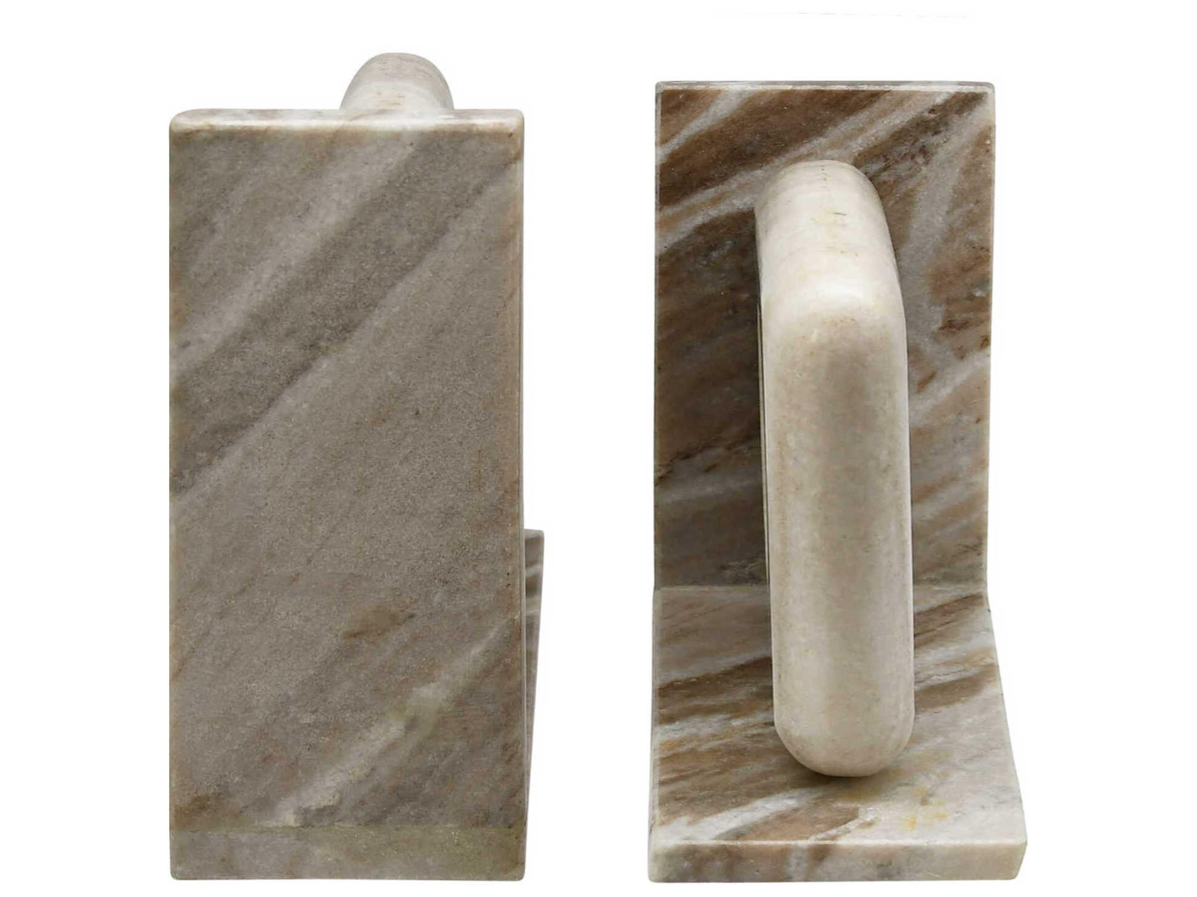 Worlds Away Beige Marble Bookends