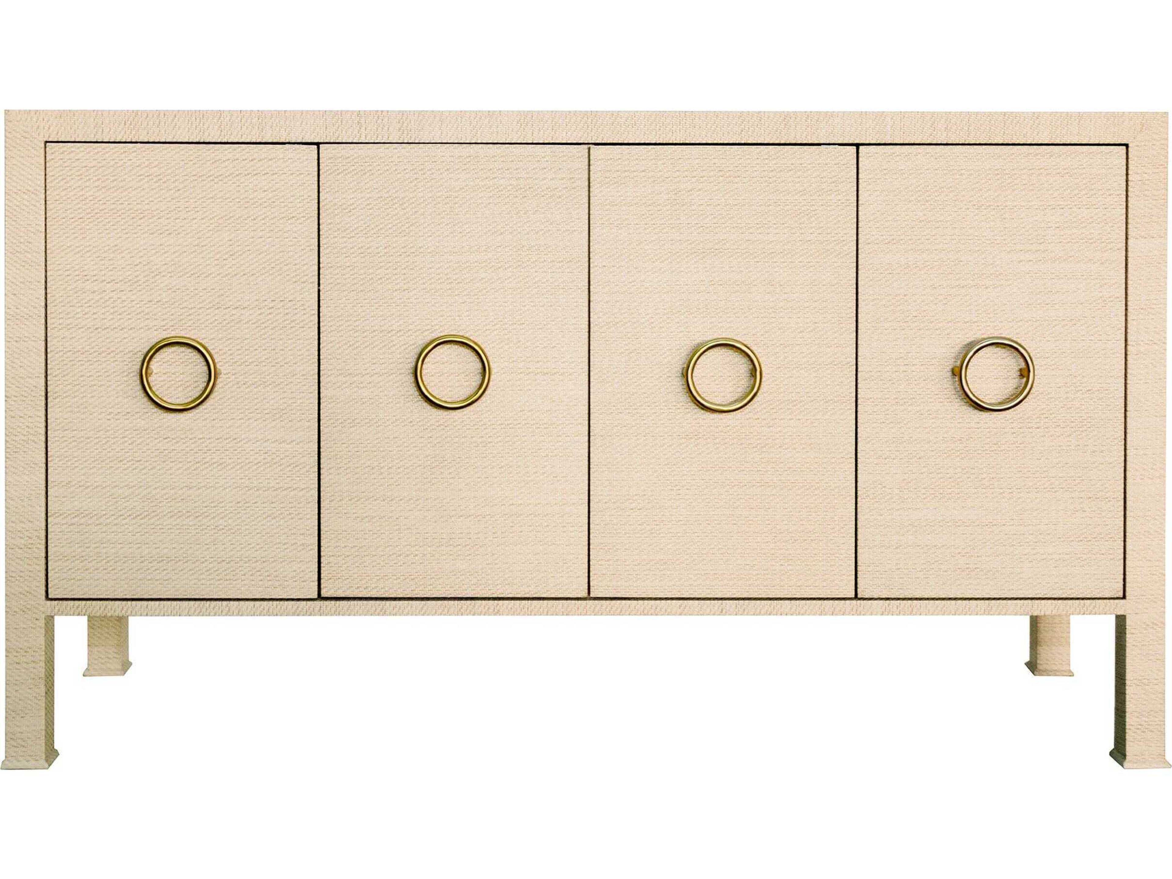 58" Natural Grasscloth Antique Brass Sideboard