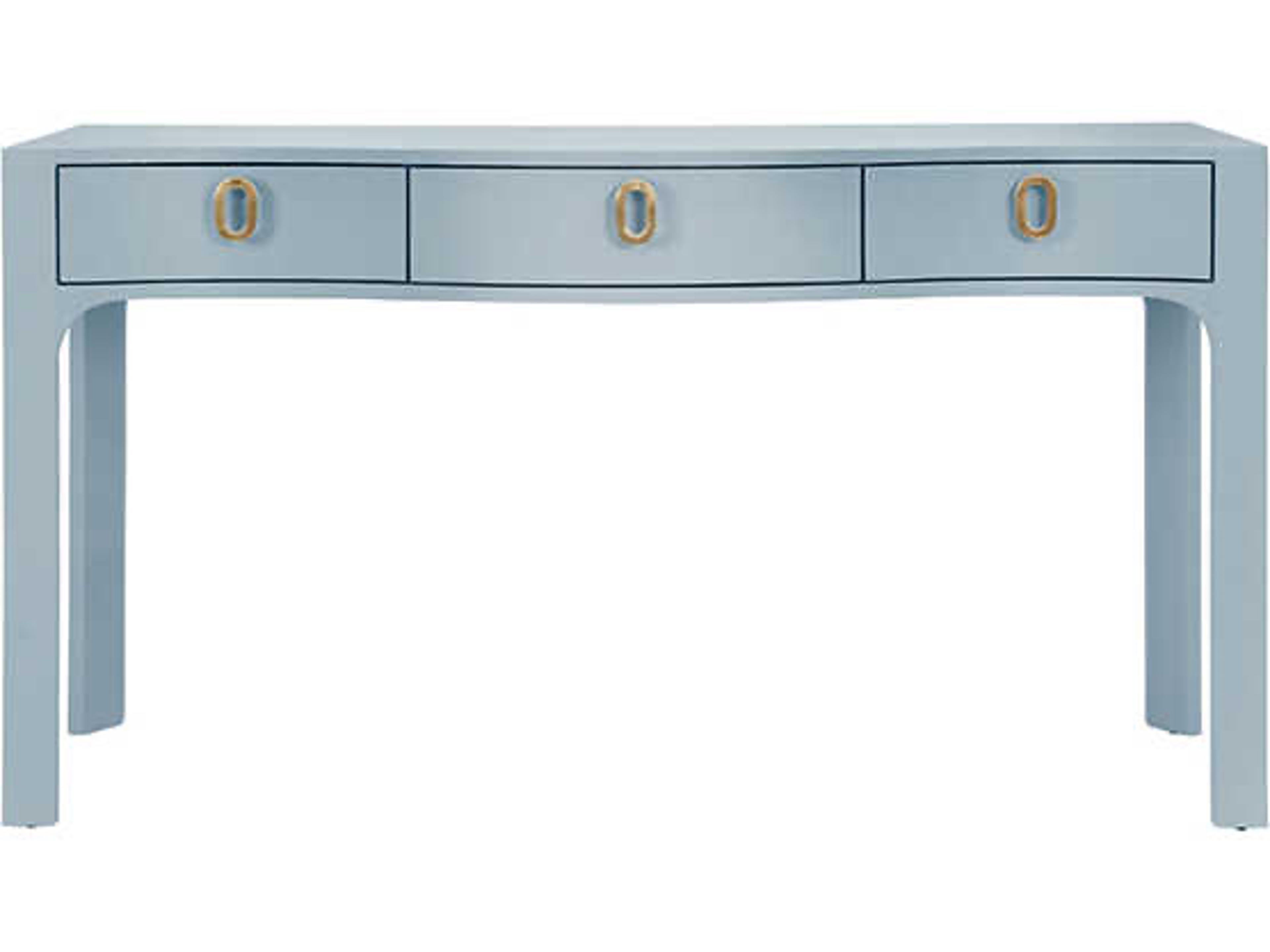 Worlds Away Sabrina Rectangular Glass Blue Console Table