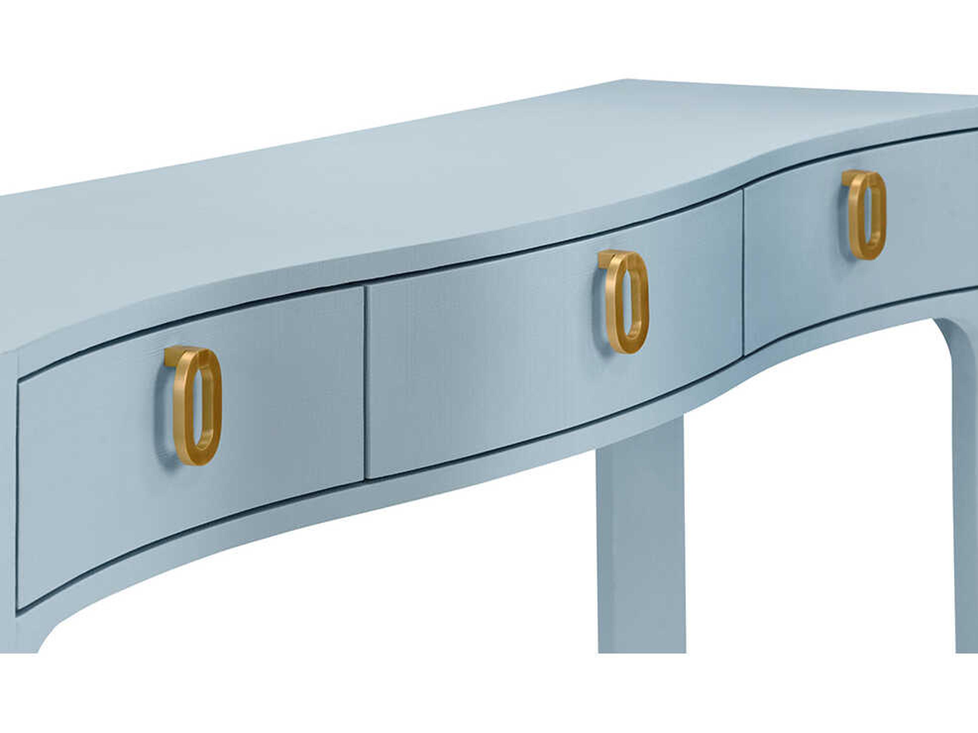 Worlds Away Sabrina Rectangular Glass Blue Console Table