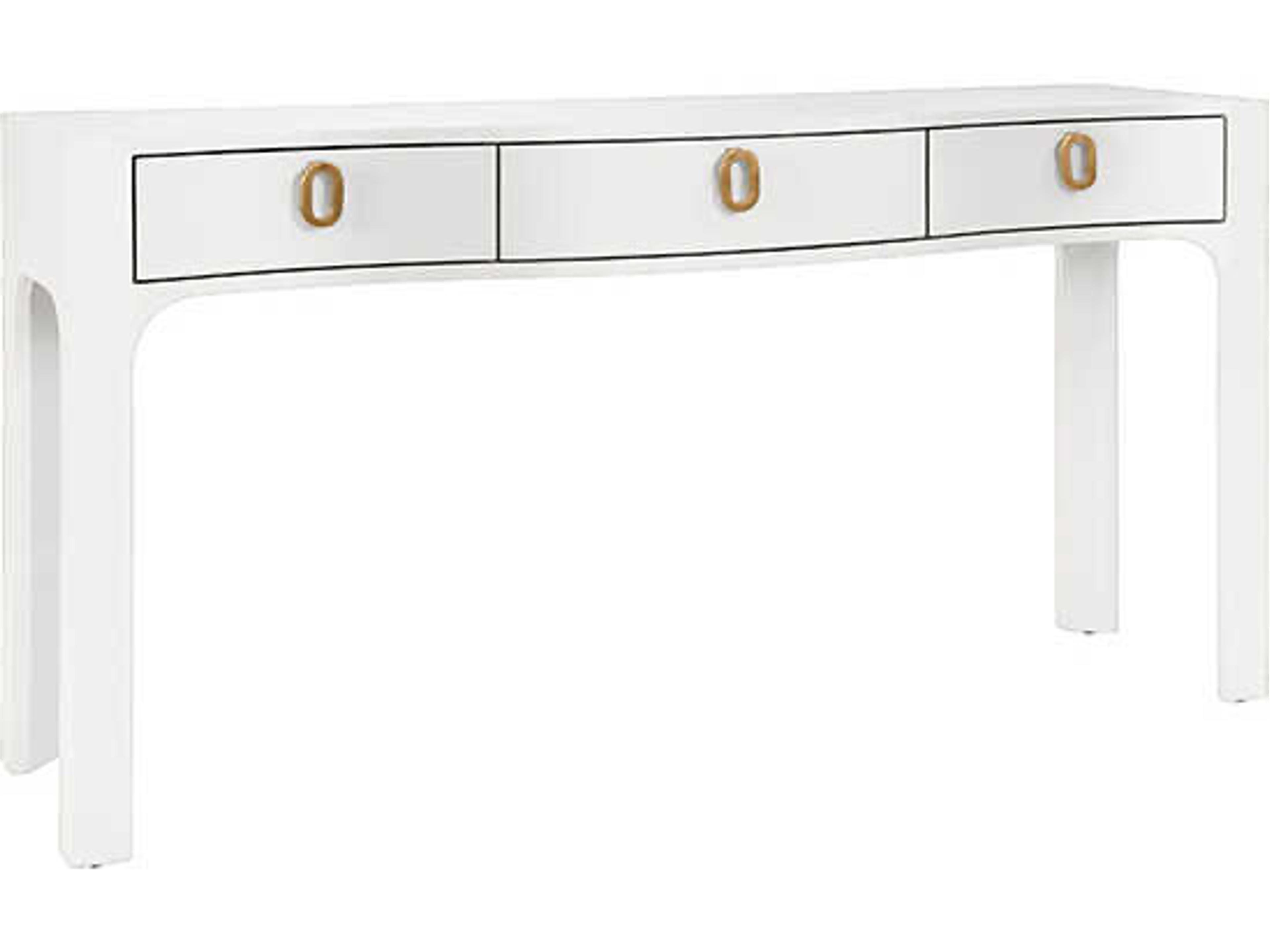 Sabrina Rectangular Glass White Console Table