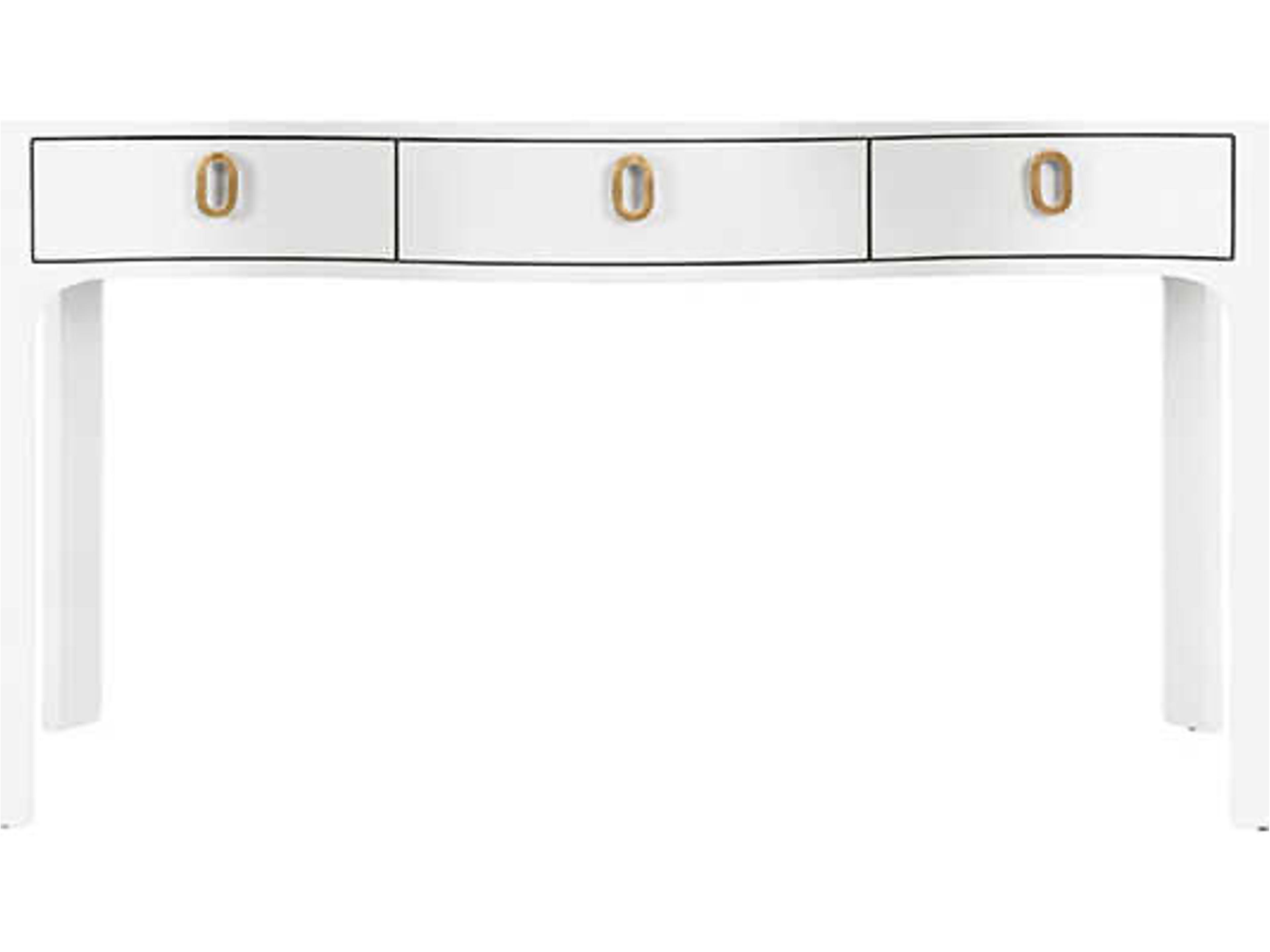 Worlds Away Sabrina Rectangular Glass White Console Table