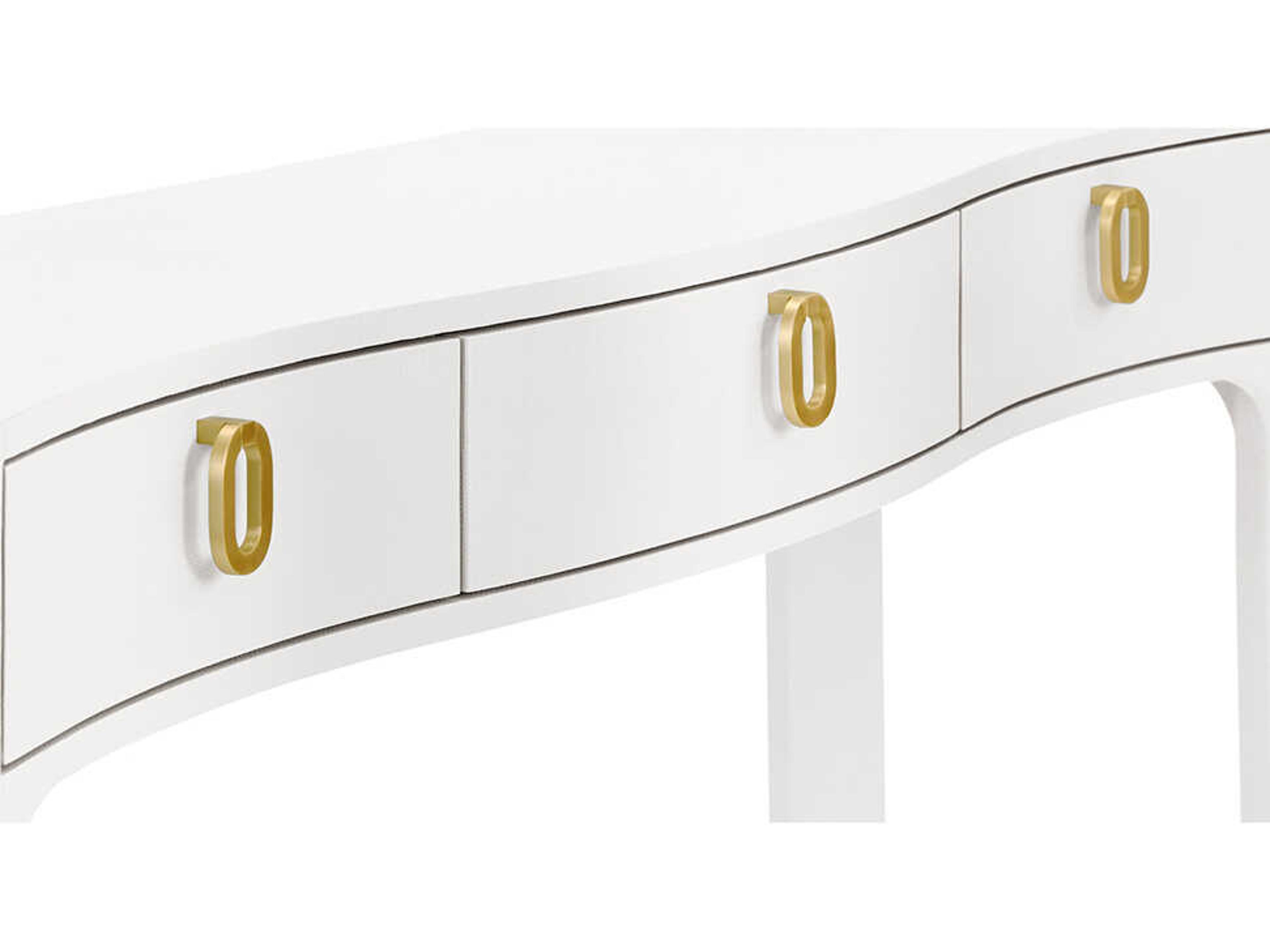 Worlds Away Sabrina Rectangular Glass White Console Table