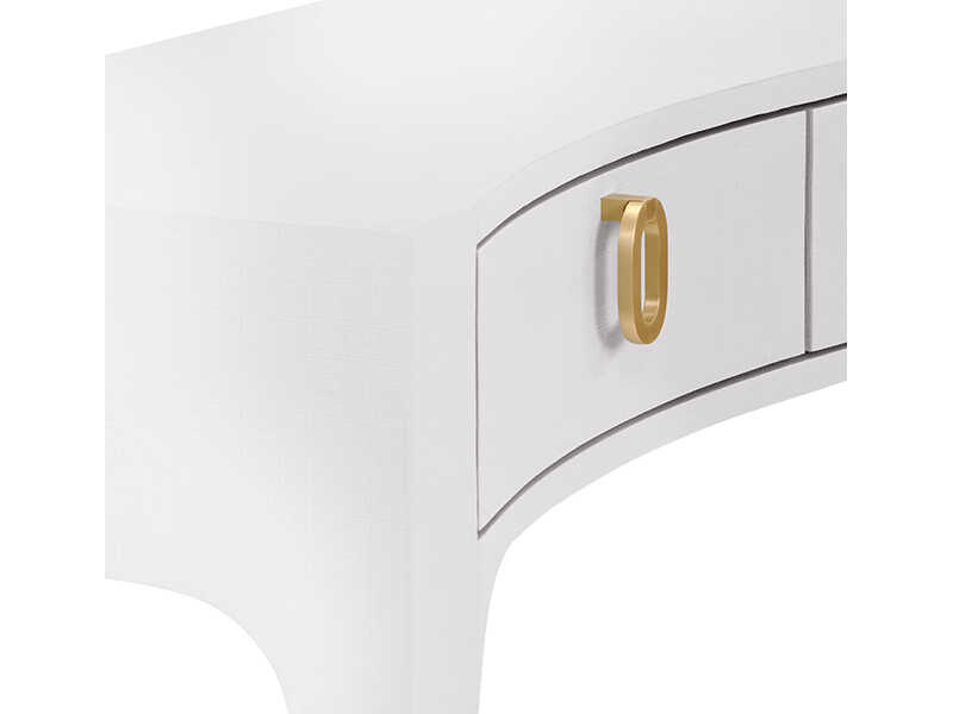 Worlds Away Sabrina Rectangular Glass White Console Table