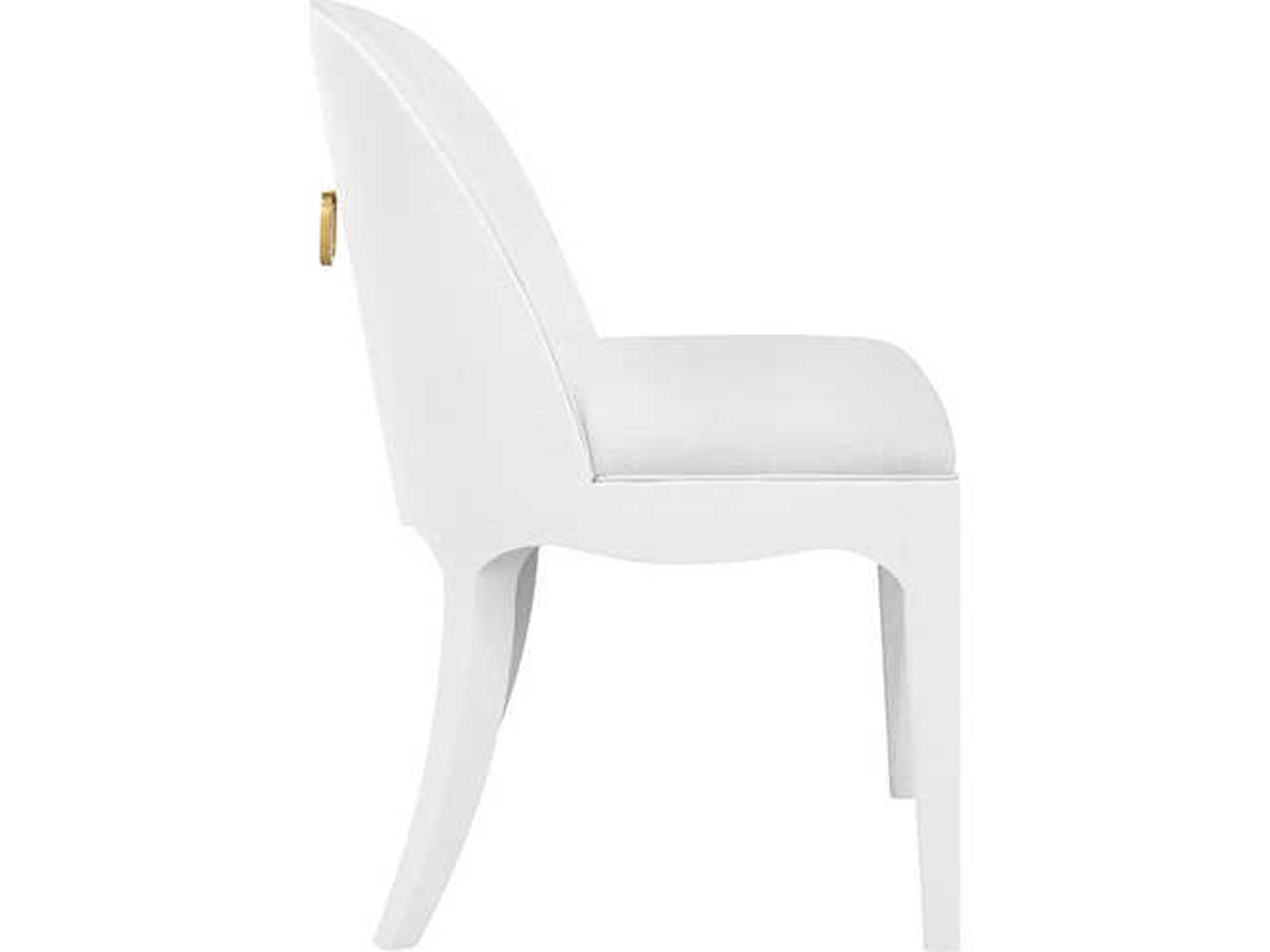 Worlds Away Sadie White Upholstered Armless Dining Chair