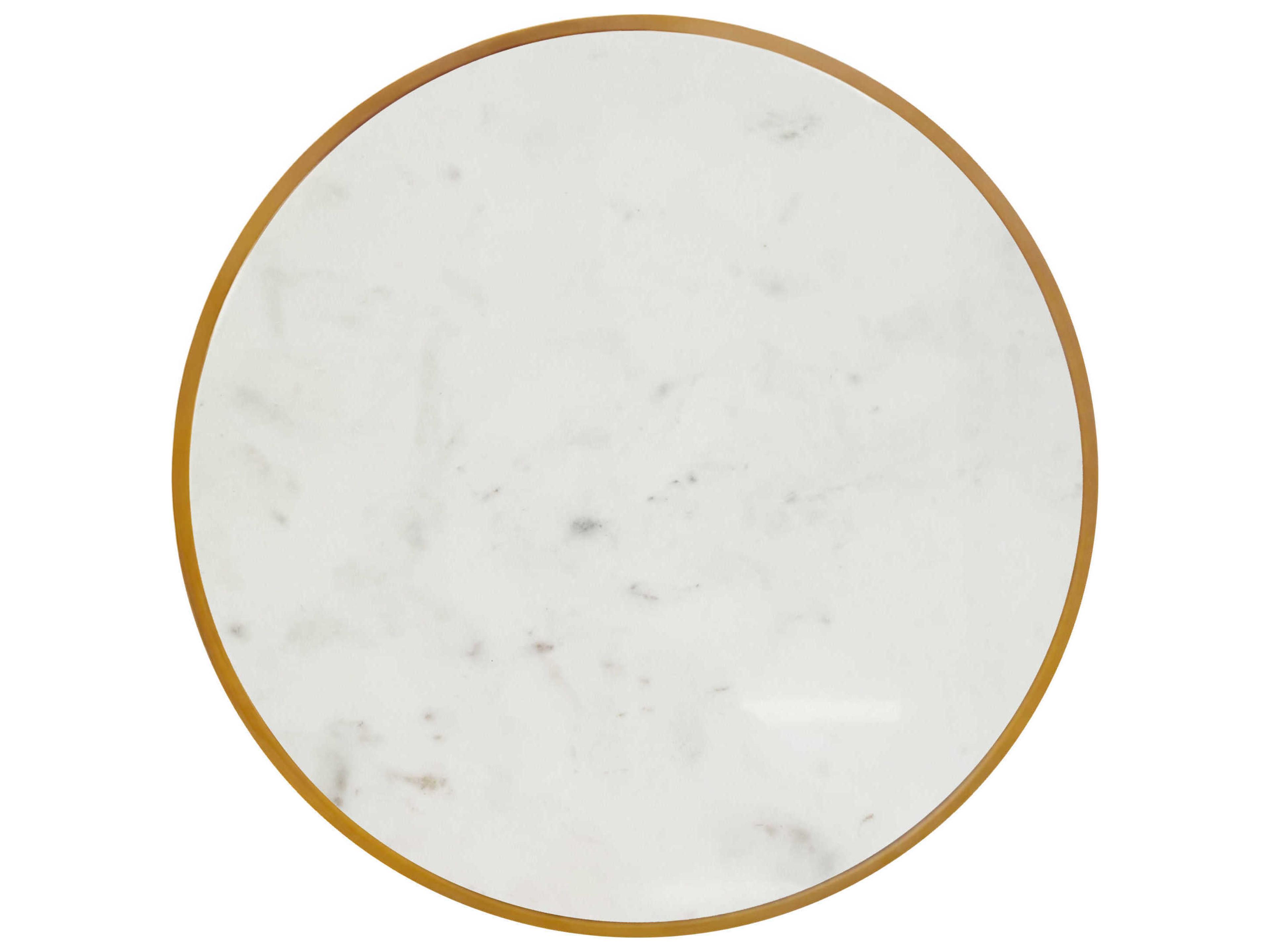 Worlds Away Stacked Cube Round Marble Antique Brass White End Table