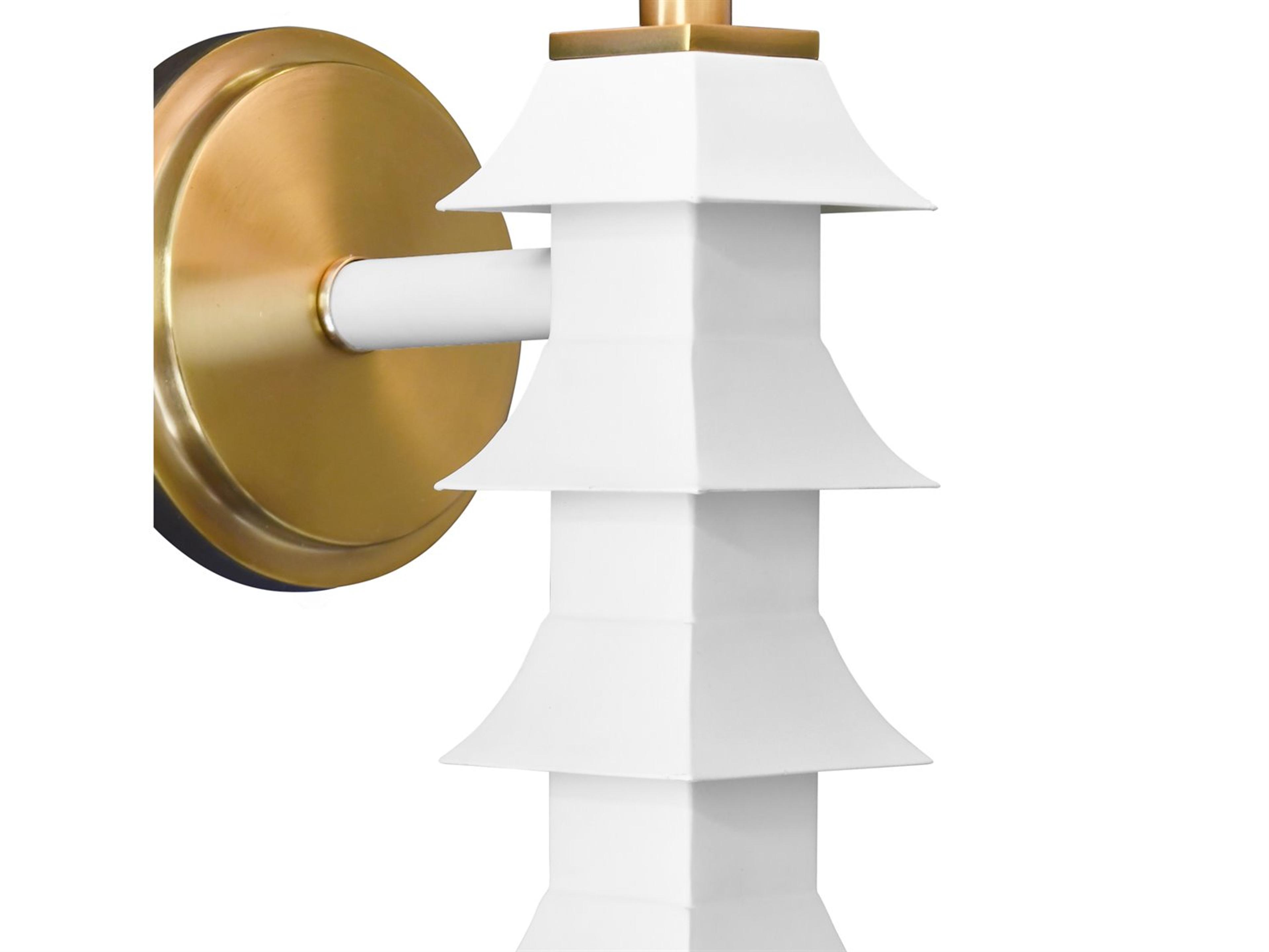 Worlds Away Tole Pagoda 1-Light White Wall Sconce
