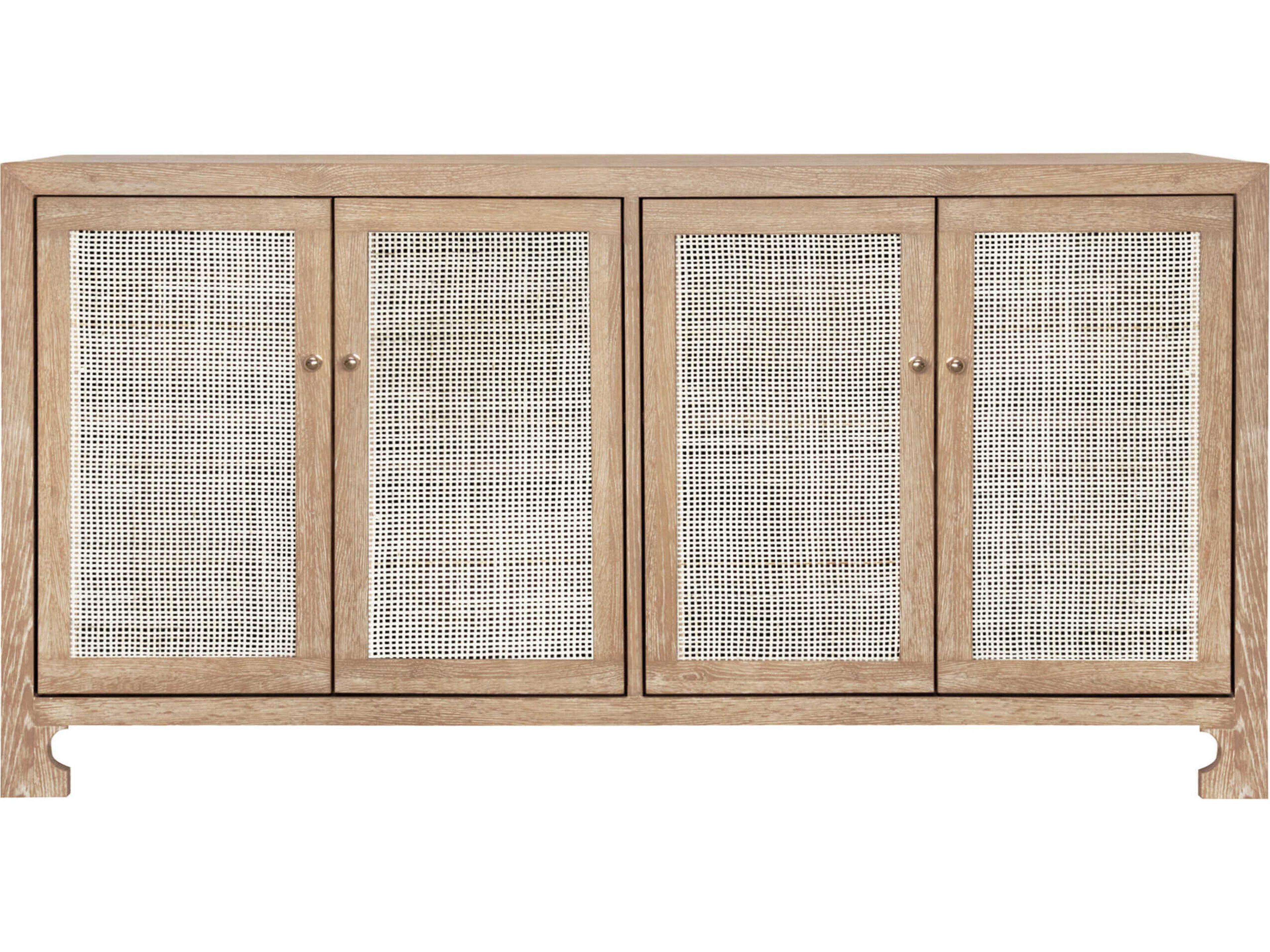 Sofia 4-Door Sideboard in Natural Cerused Oak with Cane