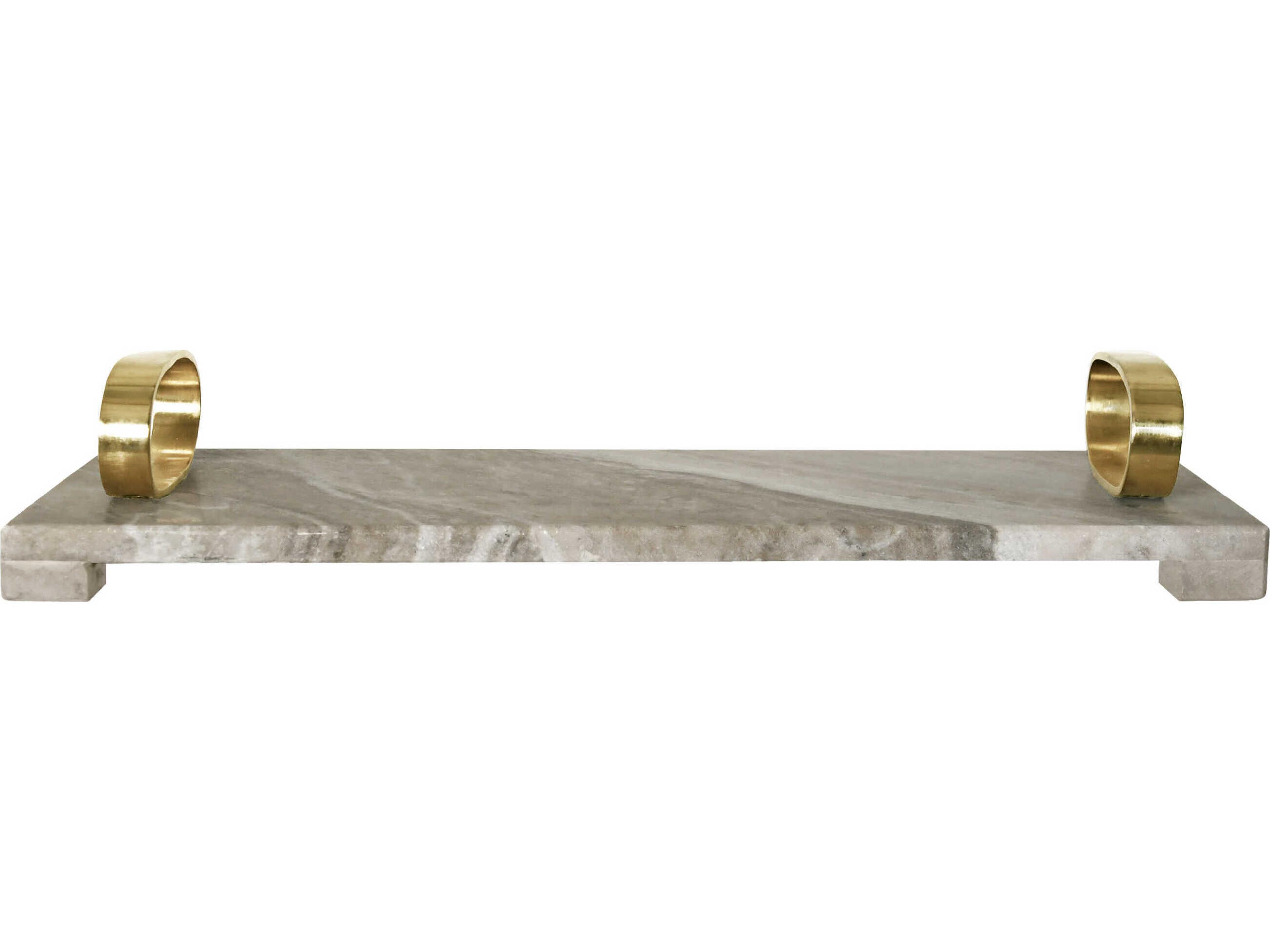Worlds Away Beige Marble / Brass Serving Tray