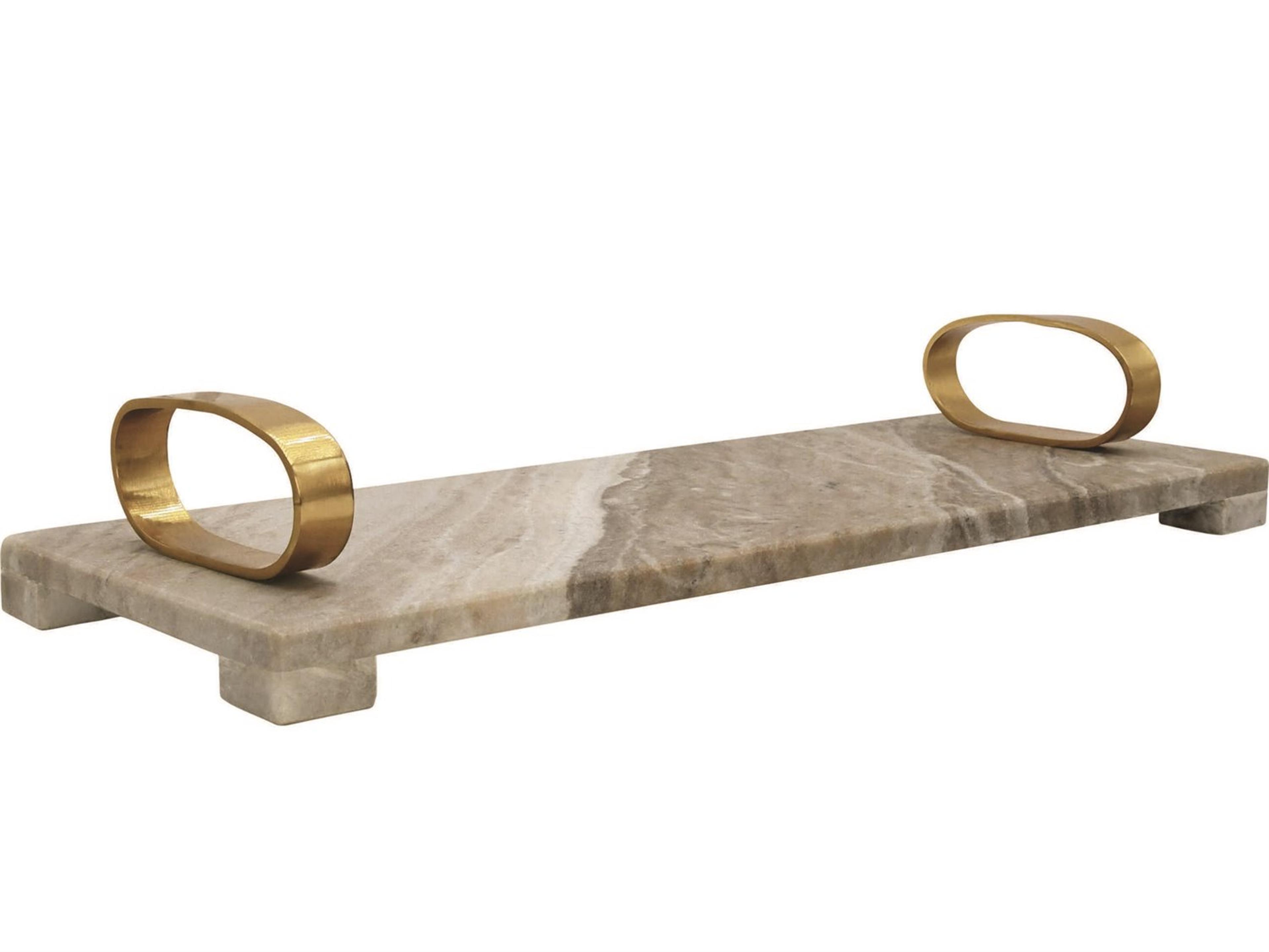 Beige Marble / Brass Serving Tray