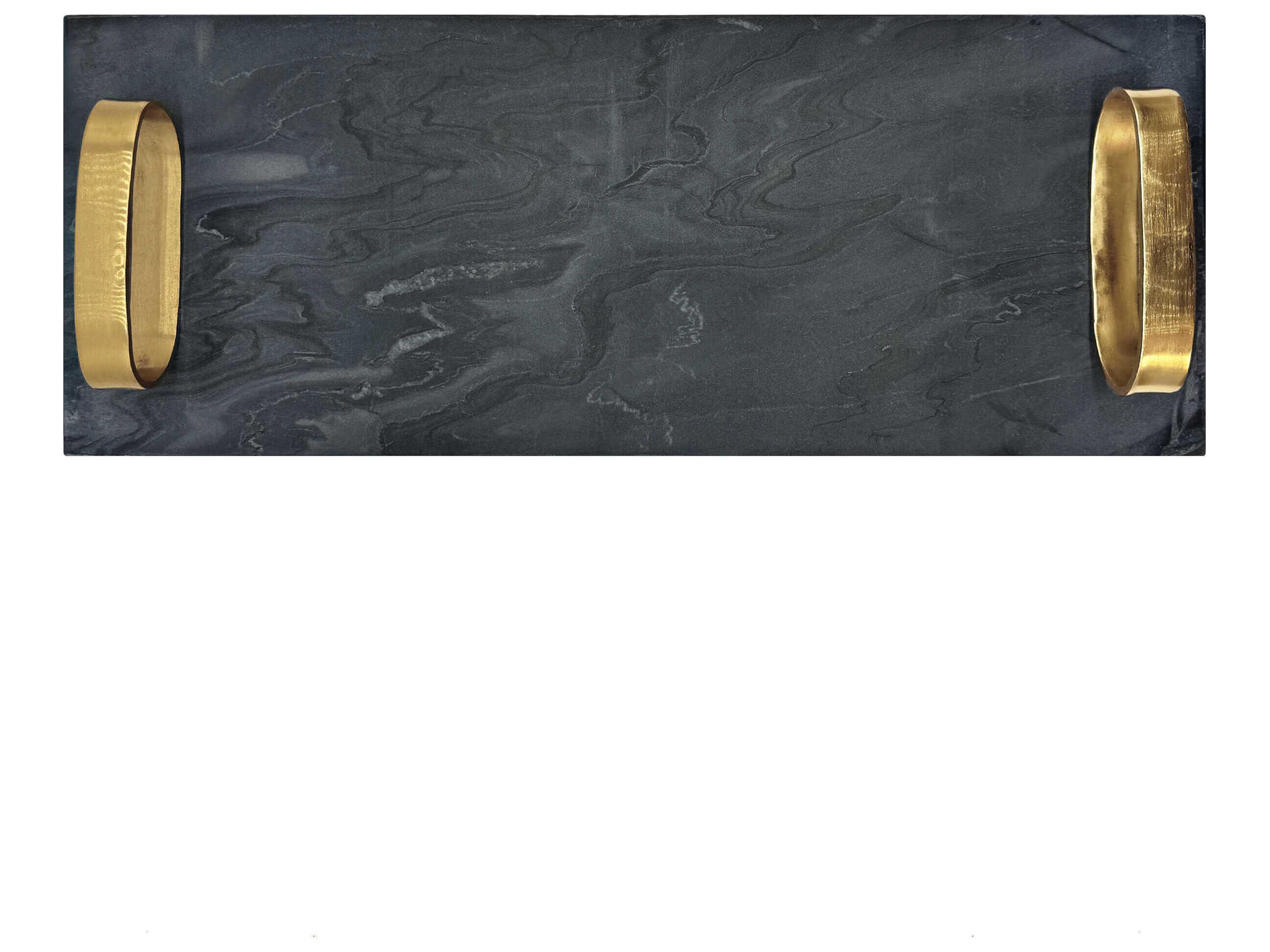 Worlds Away Black Marble / Brass Serving Tray