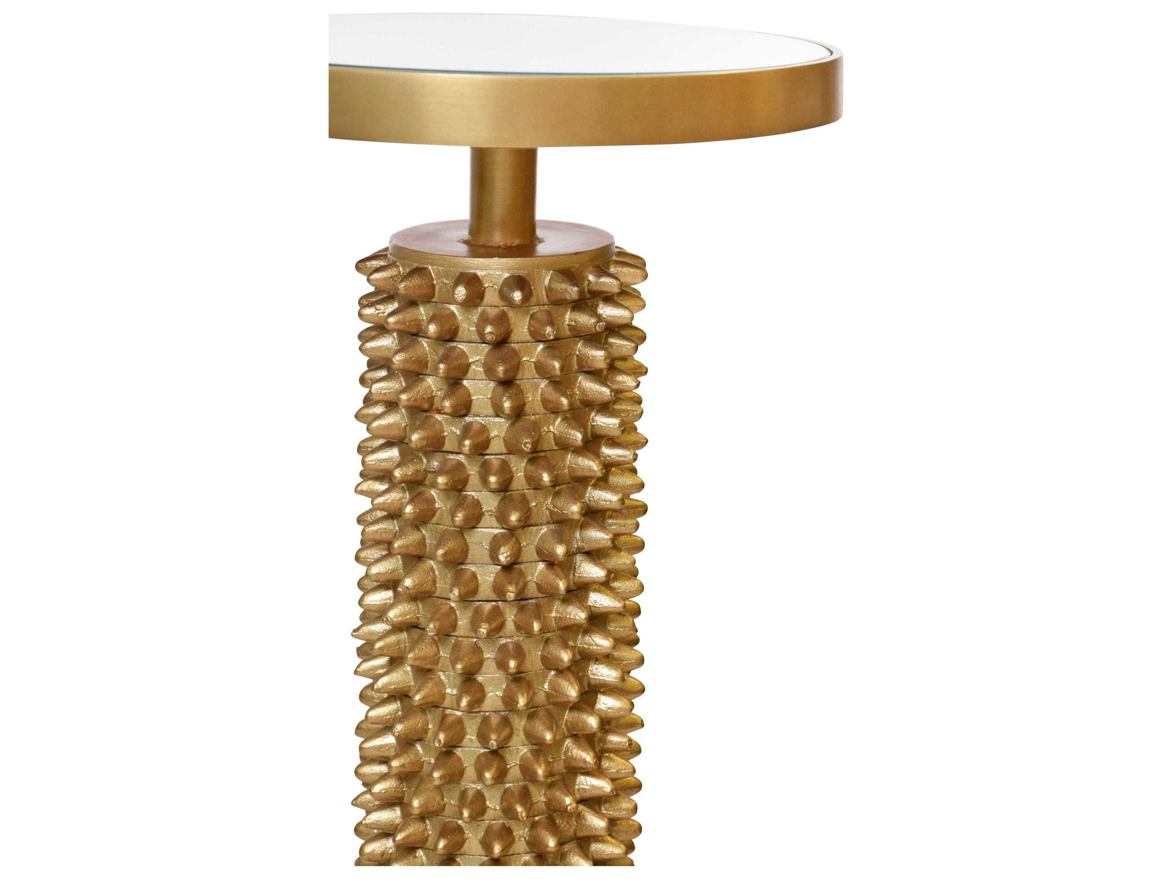 Worlds Away Round Mirror End Table