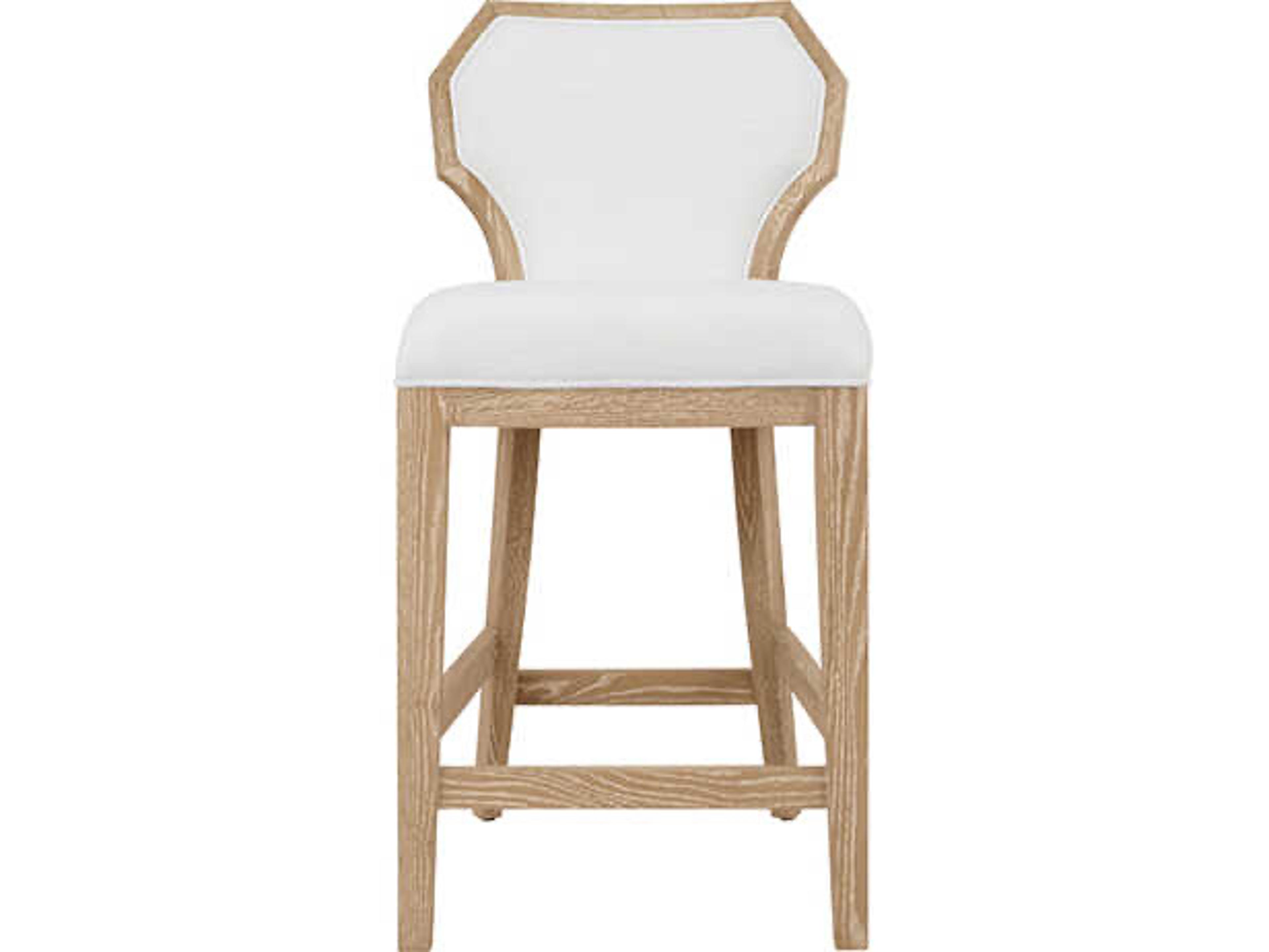 Worlds Away Tally Oak Wood Brown Upholstered Armless Counter Stool