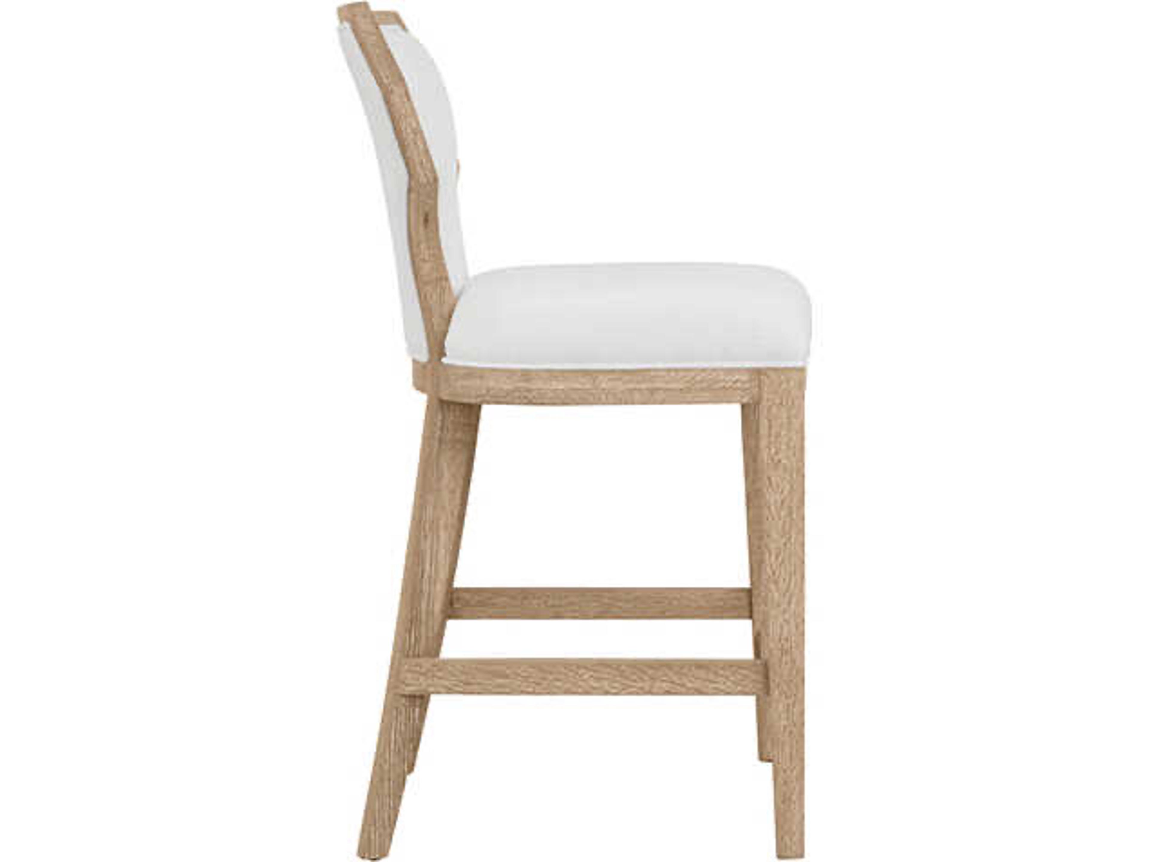 Worlds Away Tally Oak Wood Brown Upholstered Armless Counter Stool