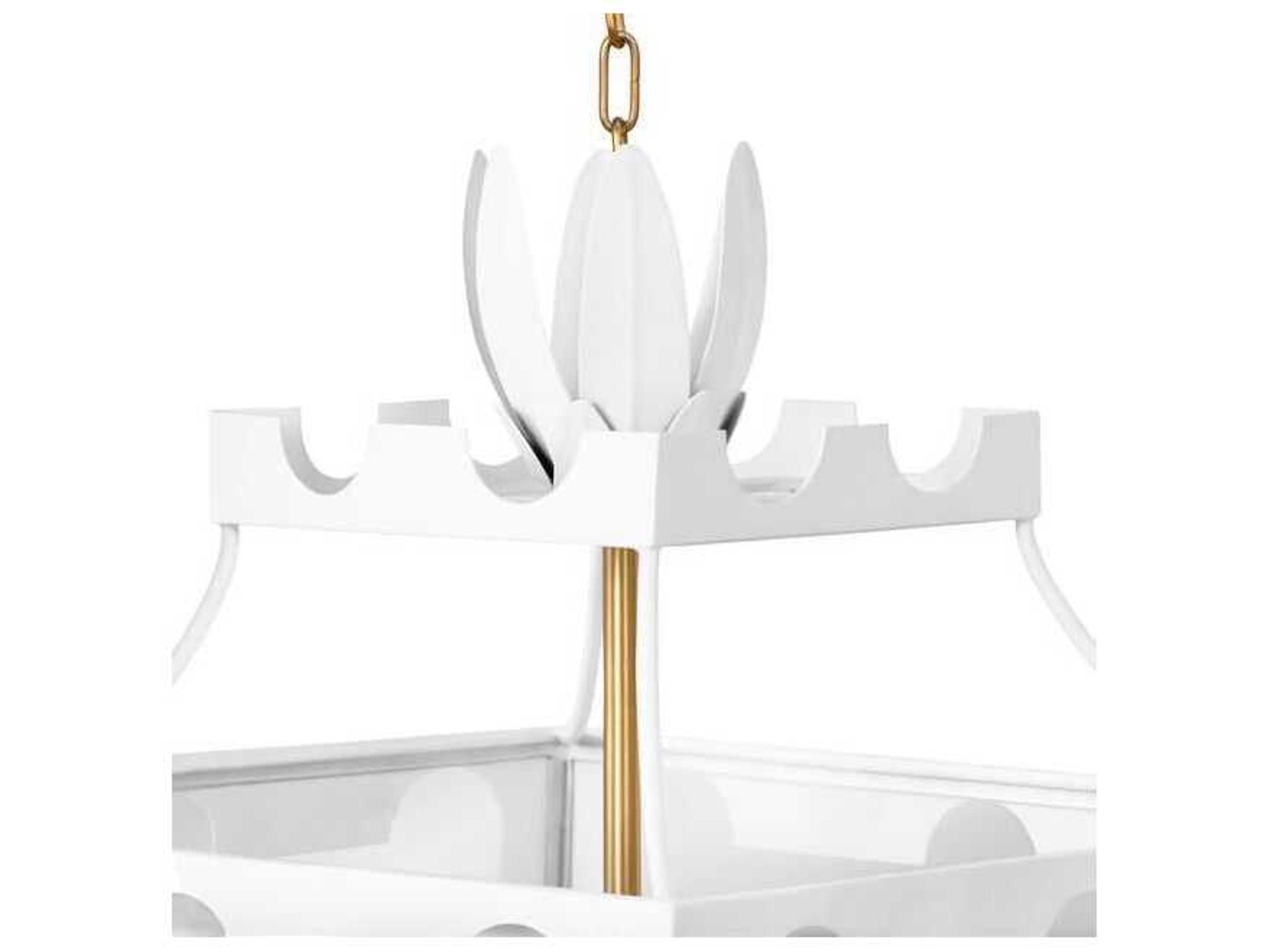 Worlds Away 4-Light White Geometric Pendant