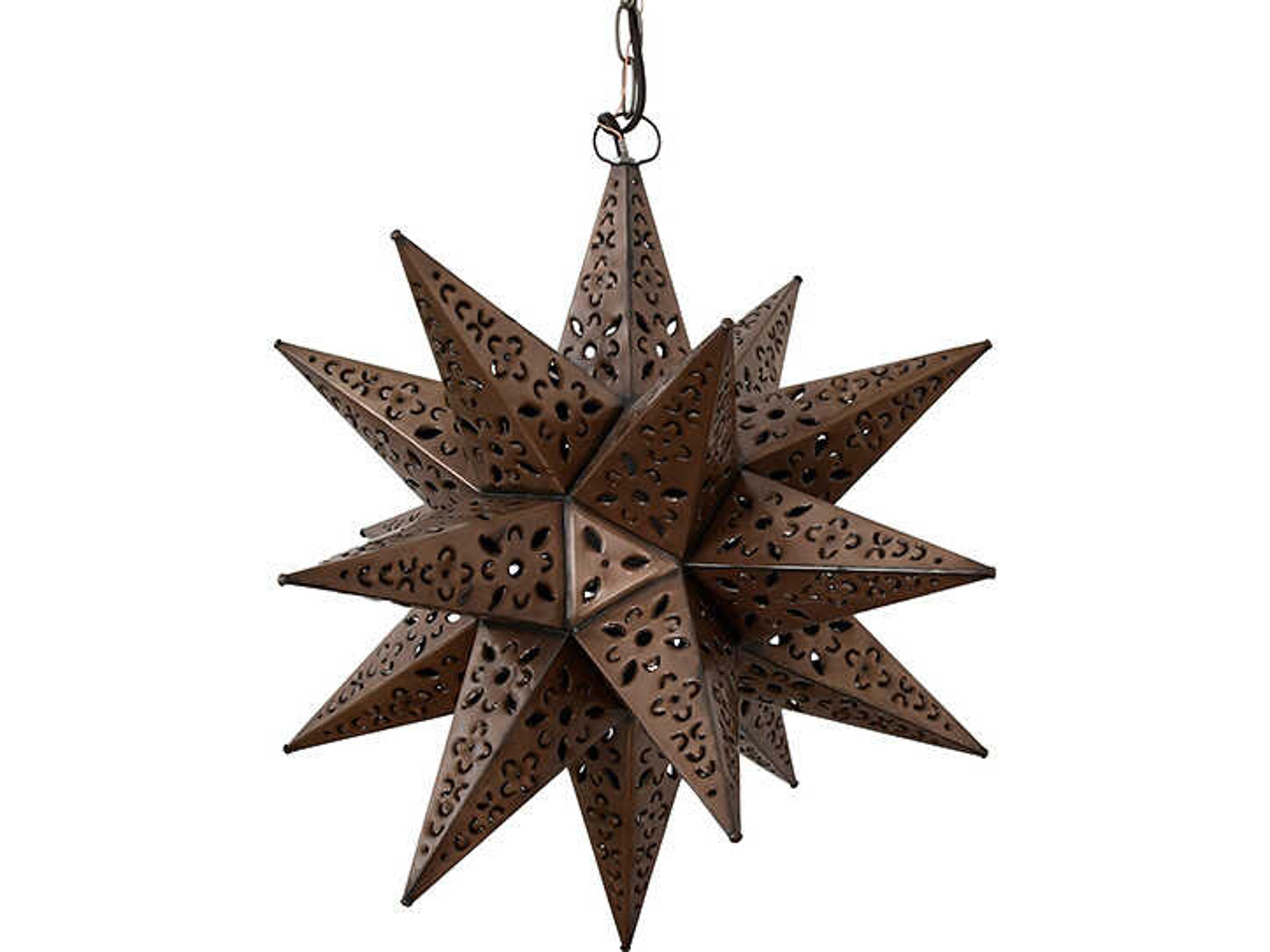 Worlds Away Tin Star Brown Sputnik Pendant