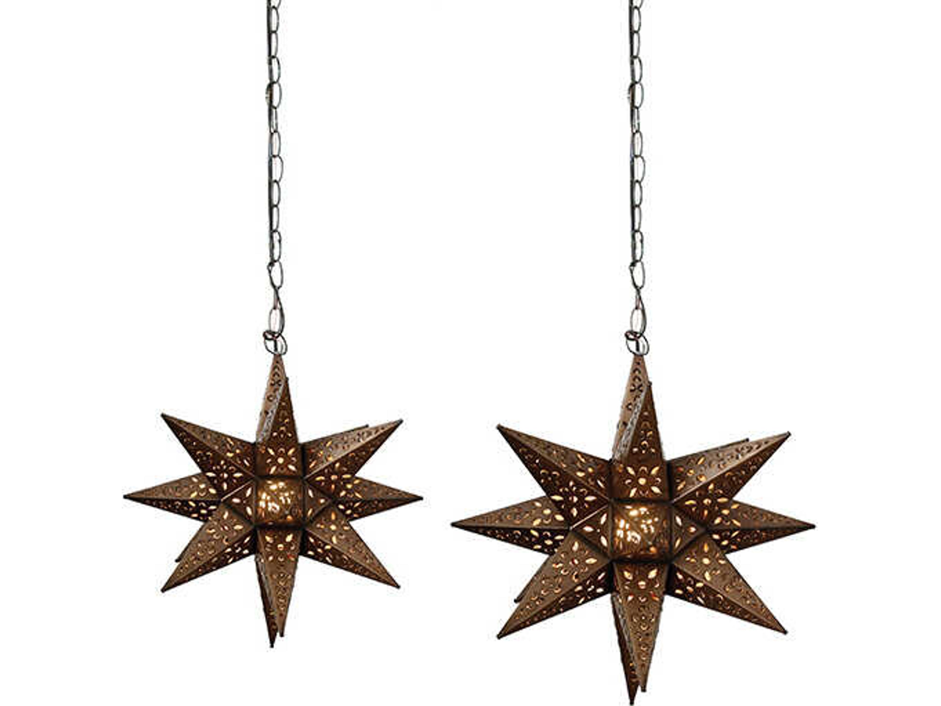 Worlds Away Tin Star Brown Sputnik Pendant