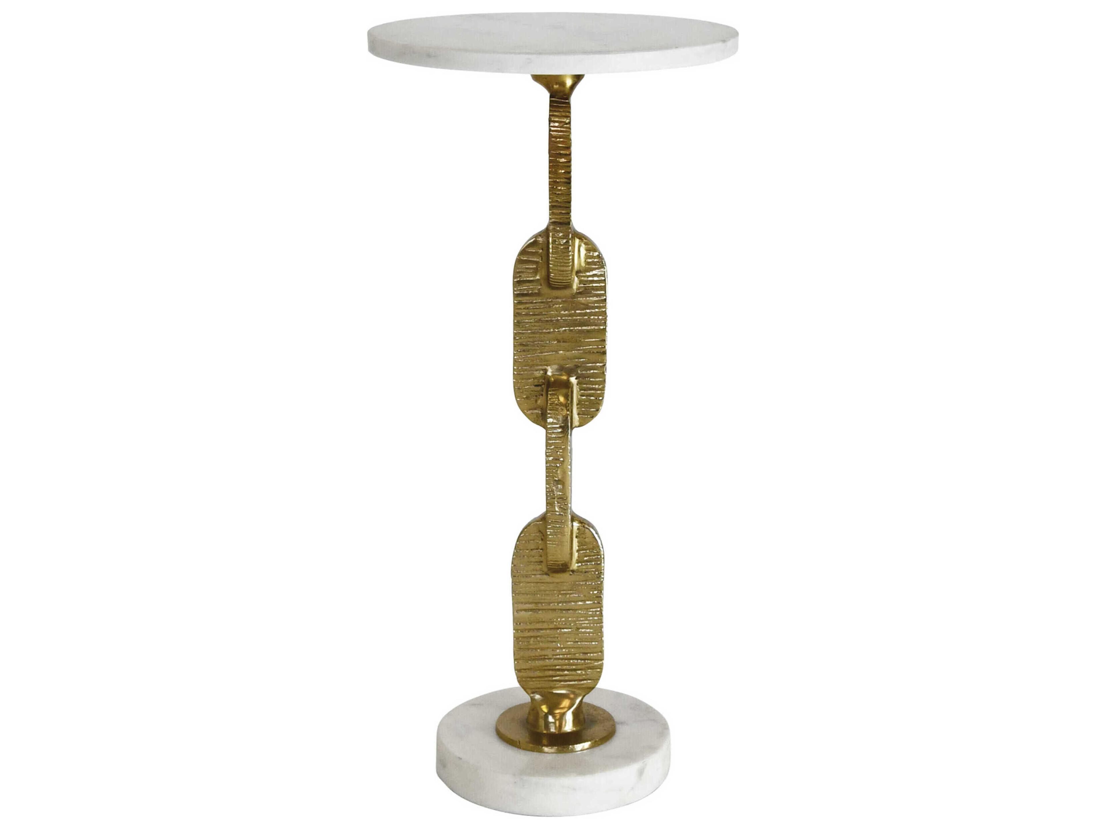 Round Marble Brass White Cigar Table