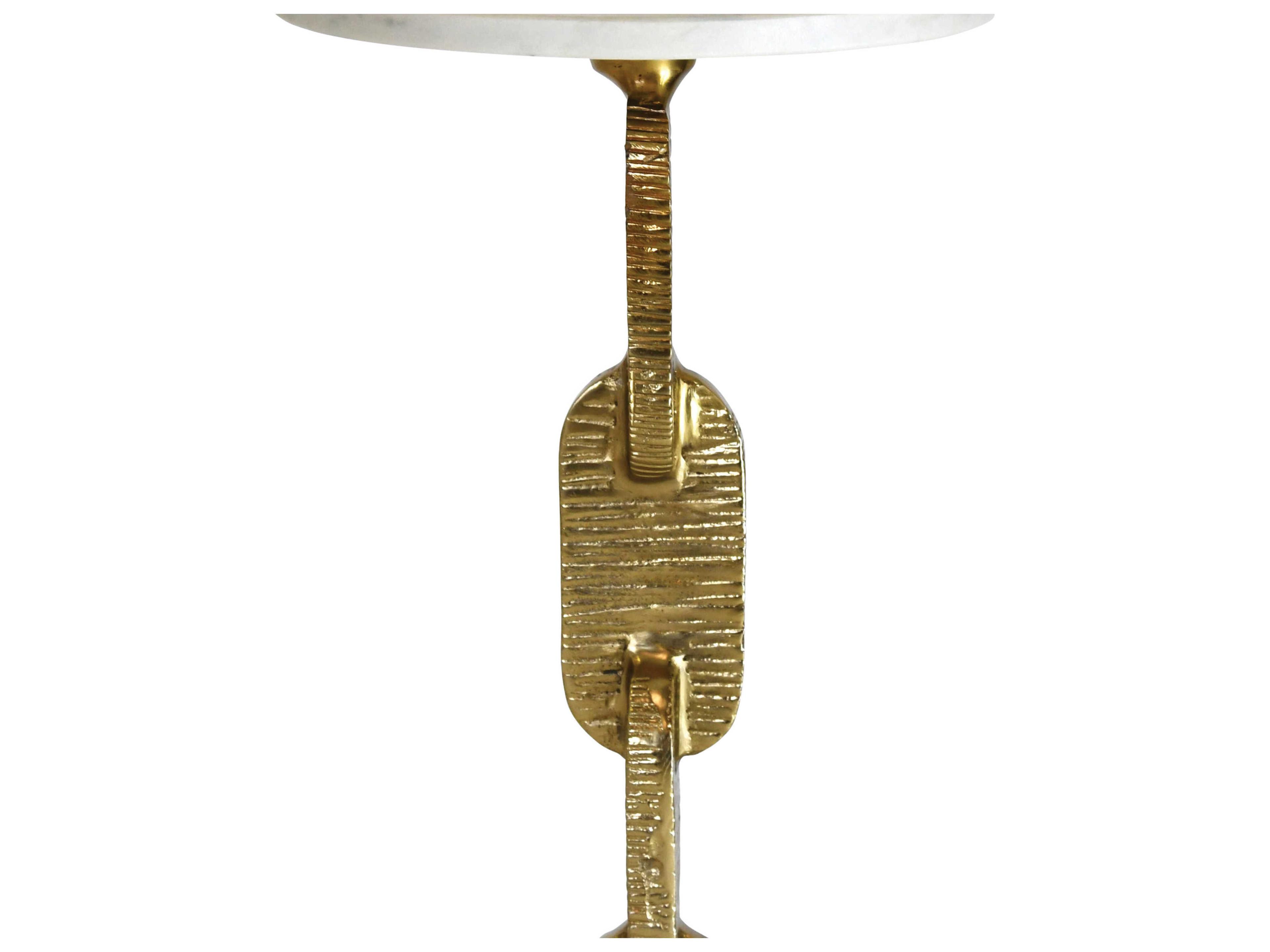 Worlds Away Round Marble Brass White Cigar Table