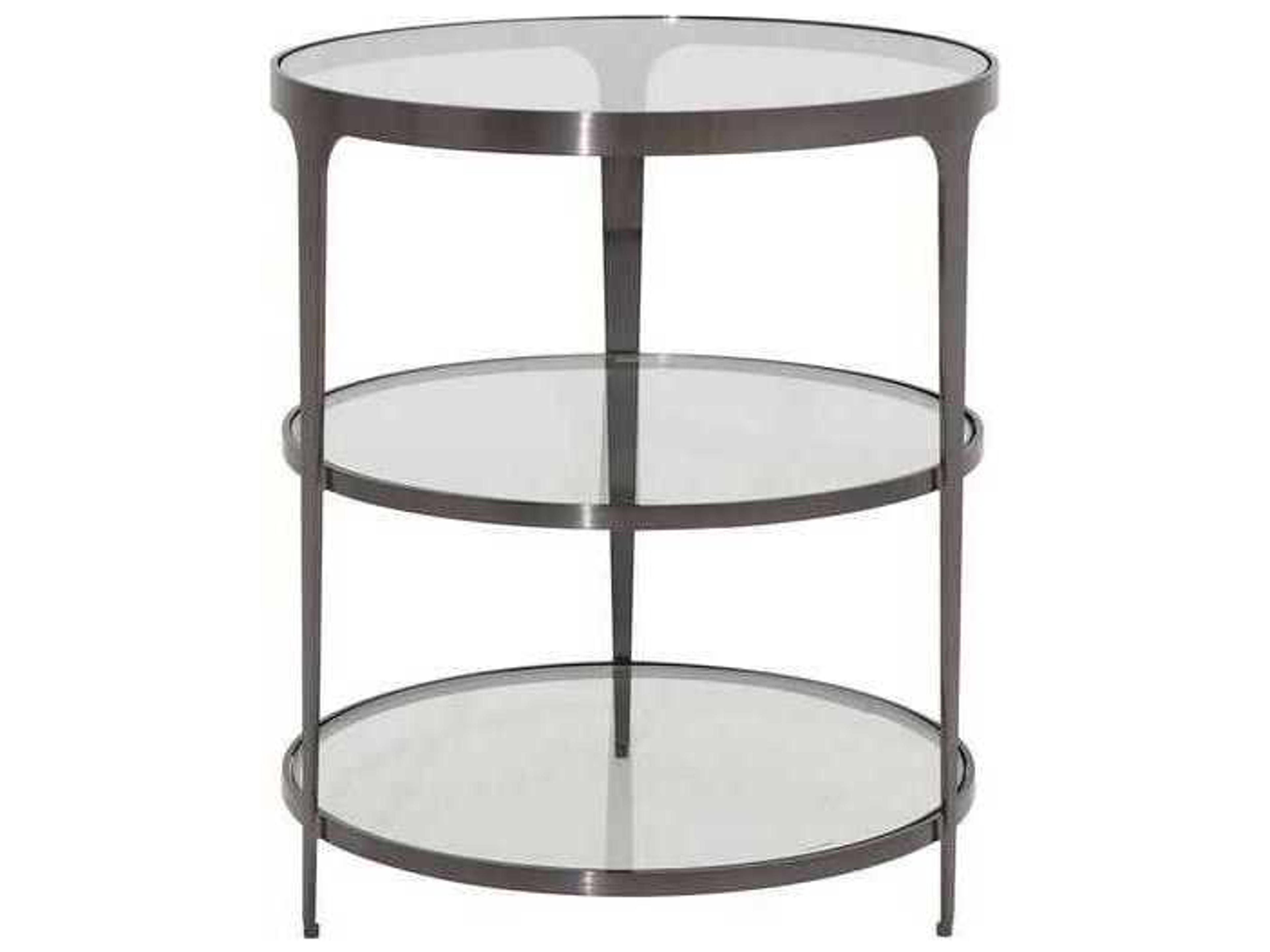 Round Glass Gunmetal End Table