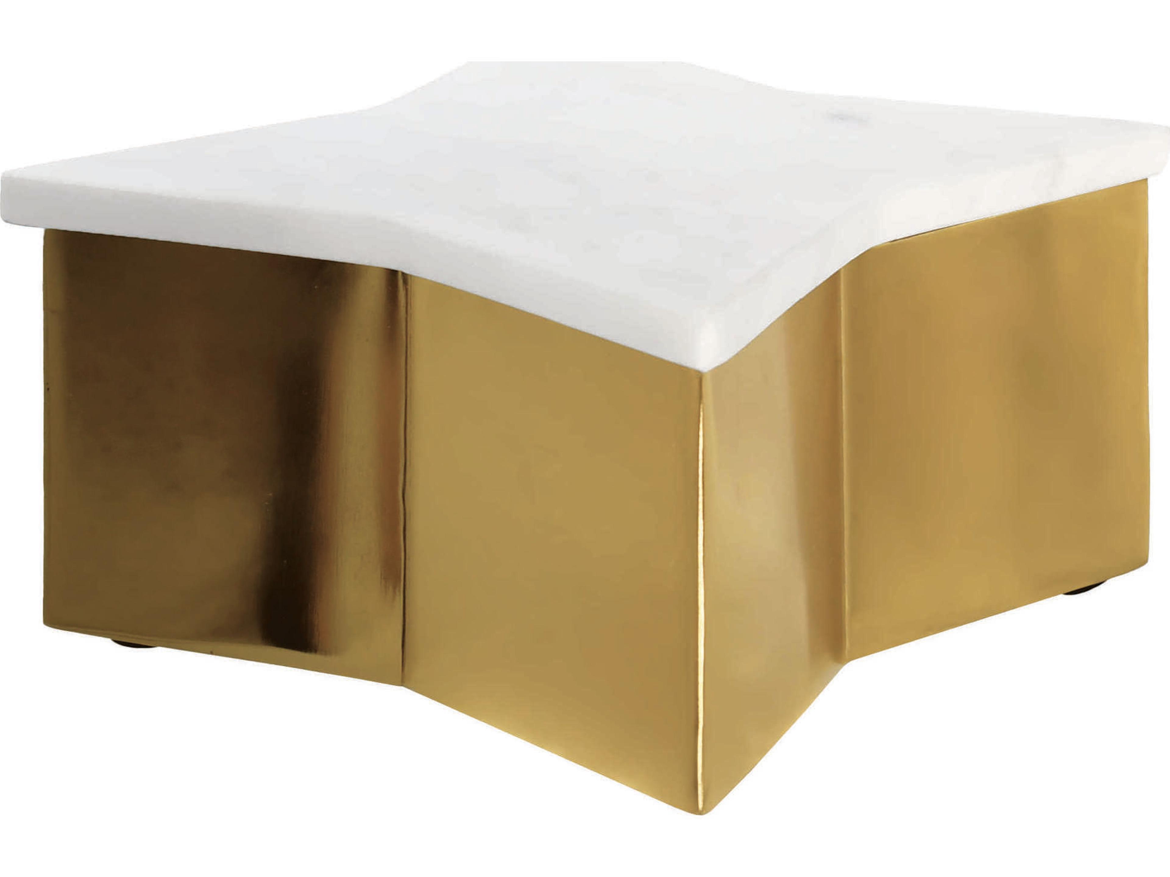 Large White Marble / Brass Star Box
