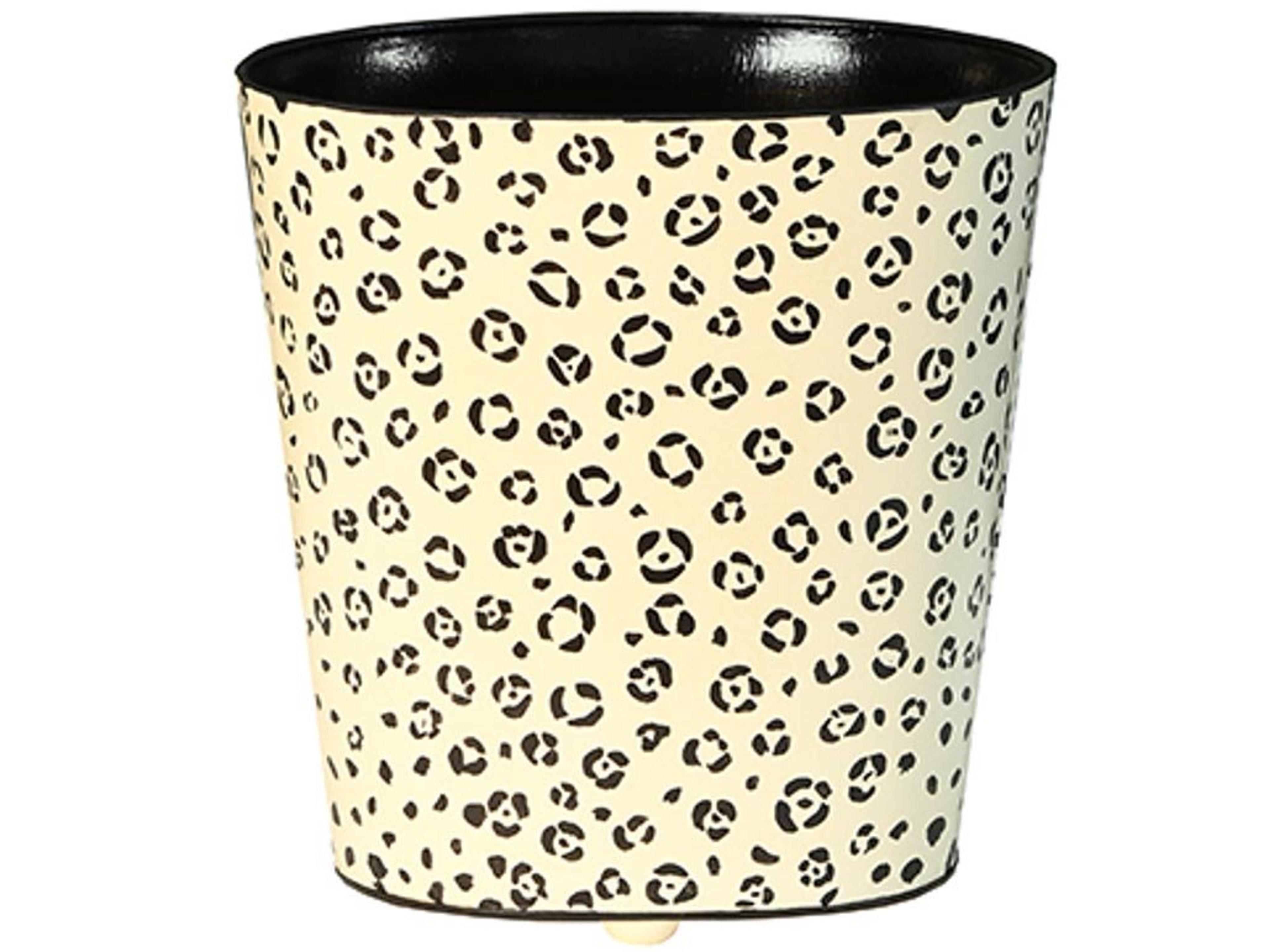 Worlds Away Cream With Black Cheetah Pattern Storage Bin