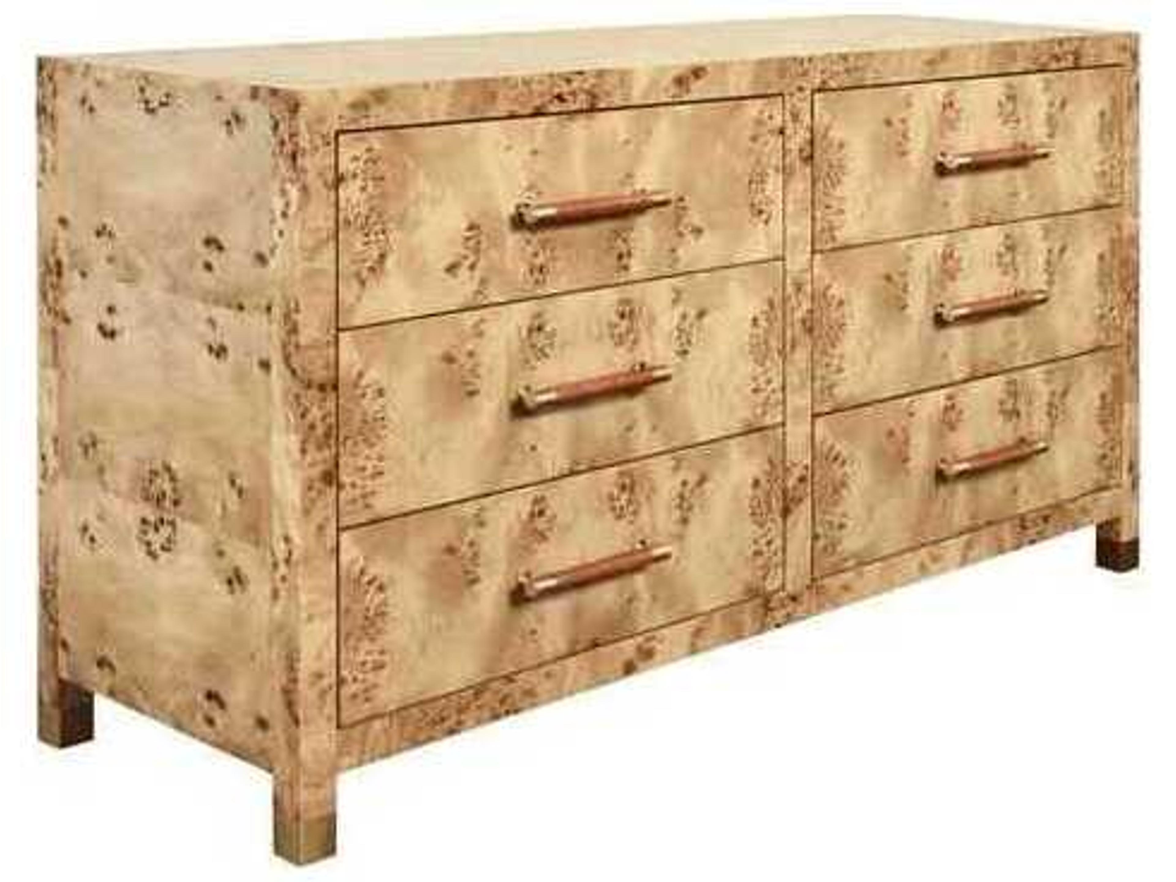 6-Drawers Brown Burlwood Double Dresser