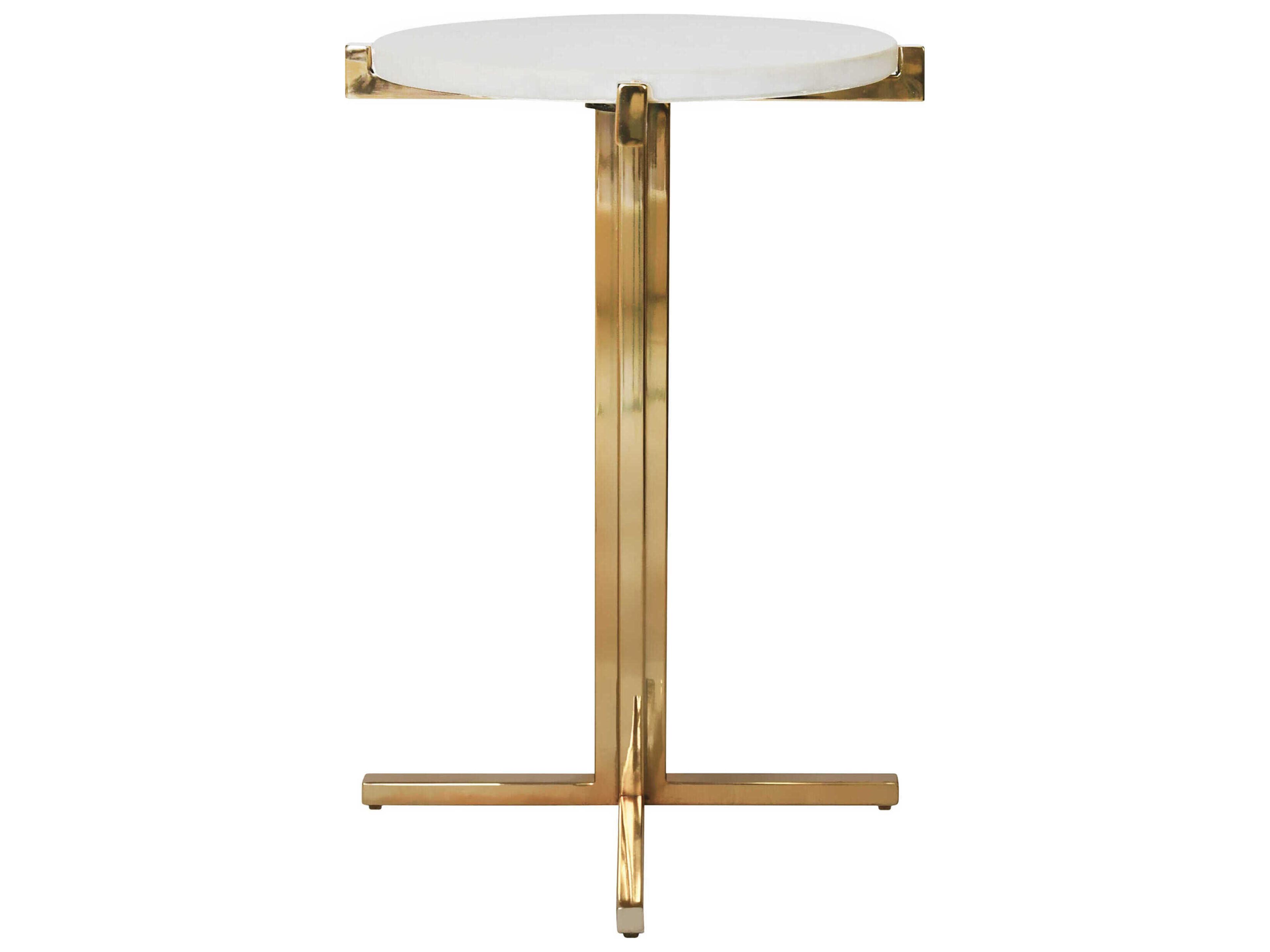 Round Marble Brass White End Table