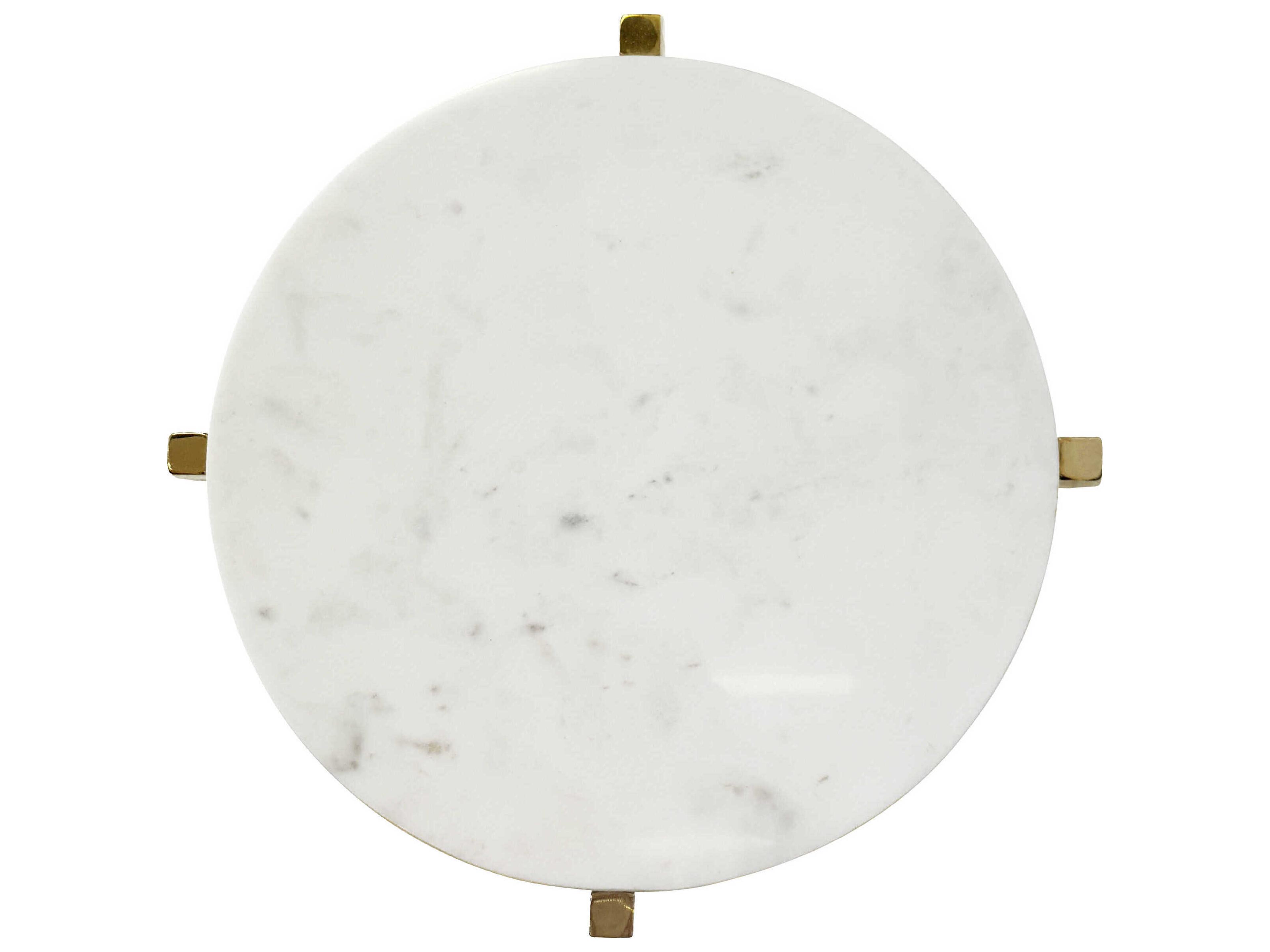 Worlds Away Round Marble Brass White End Table
