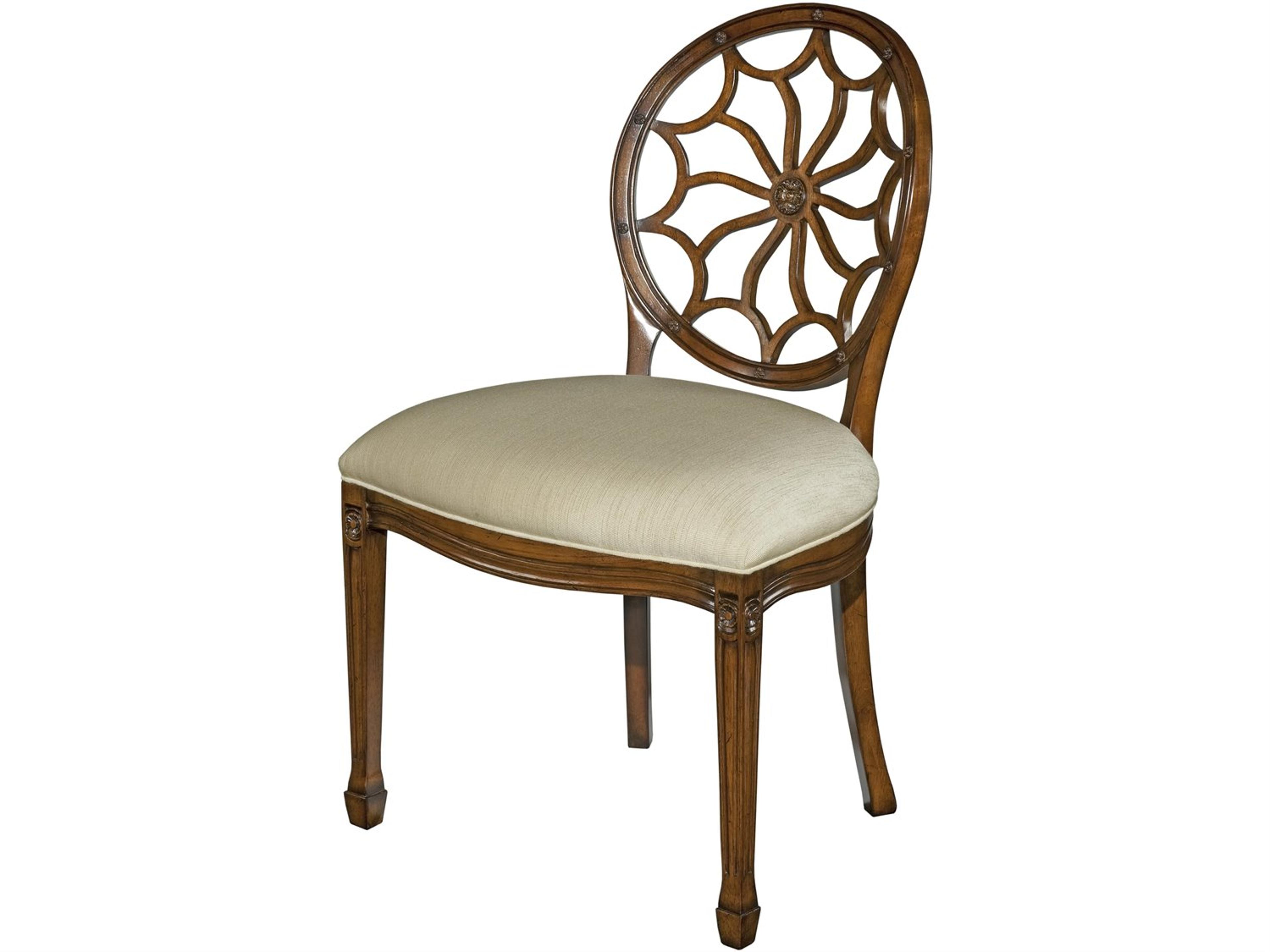 Hepplewhite Side Hardwood Brown Upholstered Dining Chair