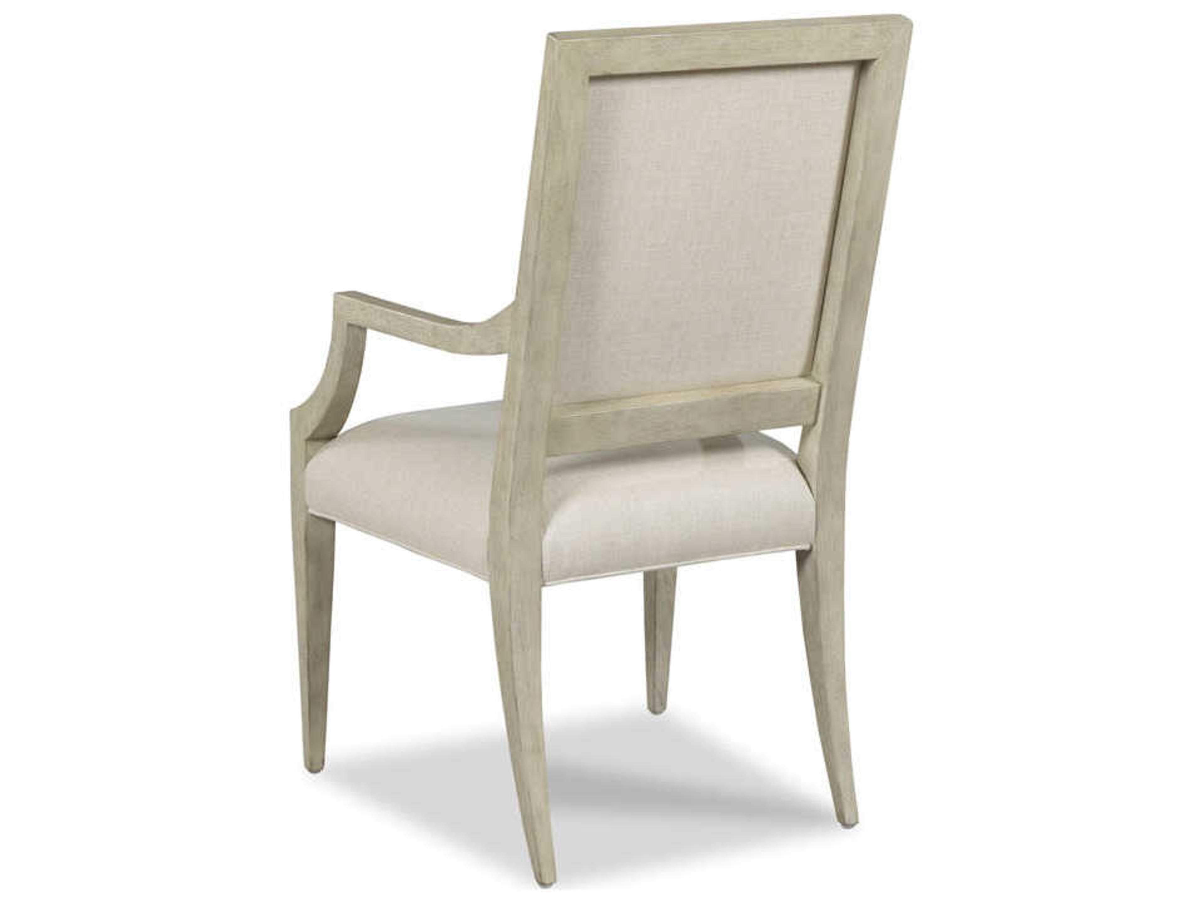 Woodbridge Callisto Solid Wood White Upholstered Arm Dining Chair